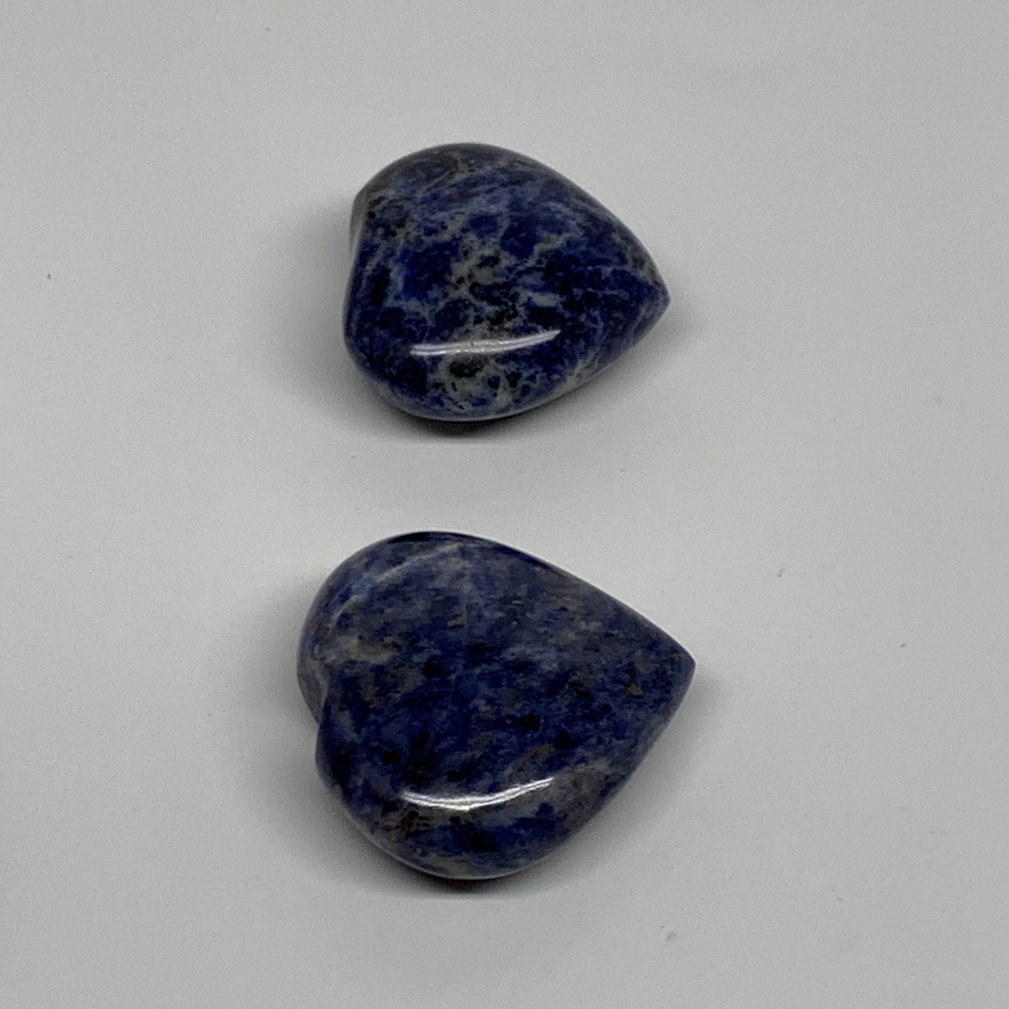 106.2g, 1.6"-1.8", 2pcs, Natural Sodalite Heart Polished Gemstone, B34879