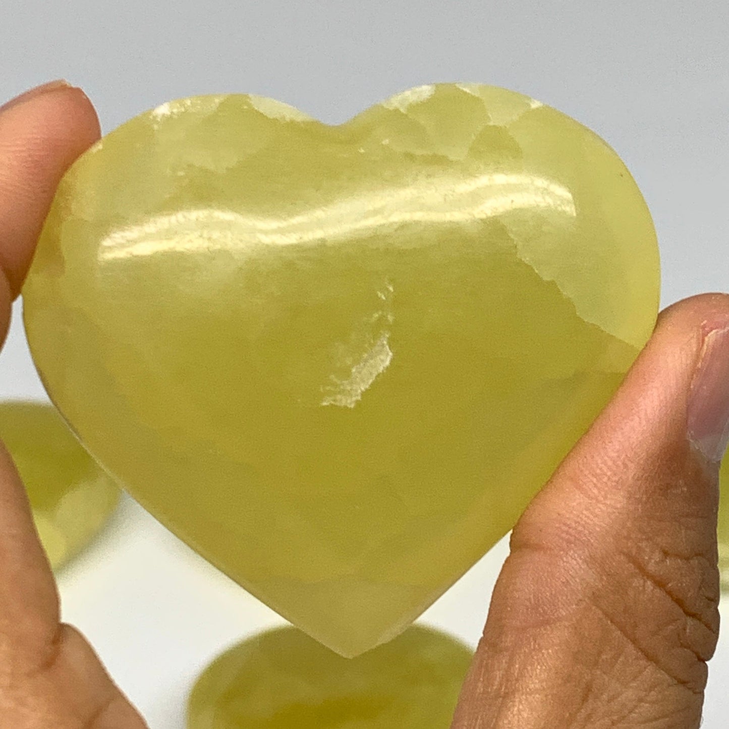 1010g (2.2 lbs) ,11 pcs, 1.5"- 2.3", Lemon Calcite Hearts @Afghanistan, B26838