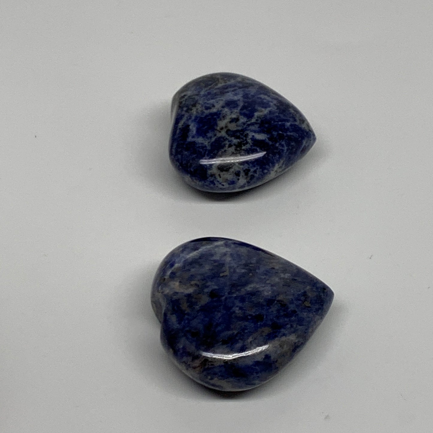 106.2g, 1.6"-1.8", 2pcs, Natural Sodalite Heart Polished Gemstone, B34879