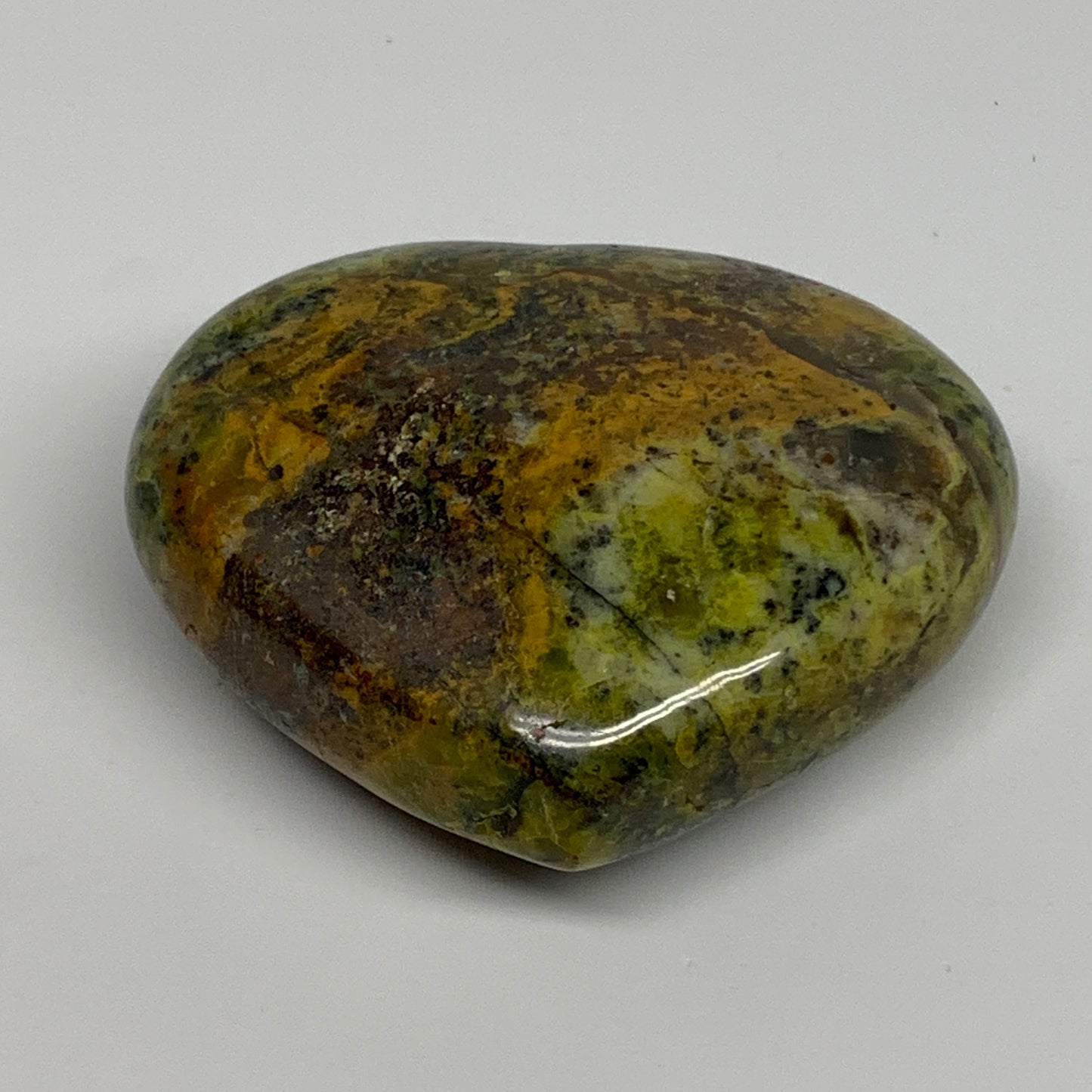 319.9g,3.2"x3.6"x1.5", Green Opal Heart Polished Gemstone Crystal, B35617