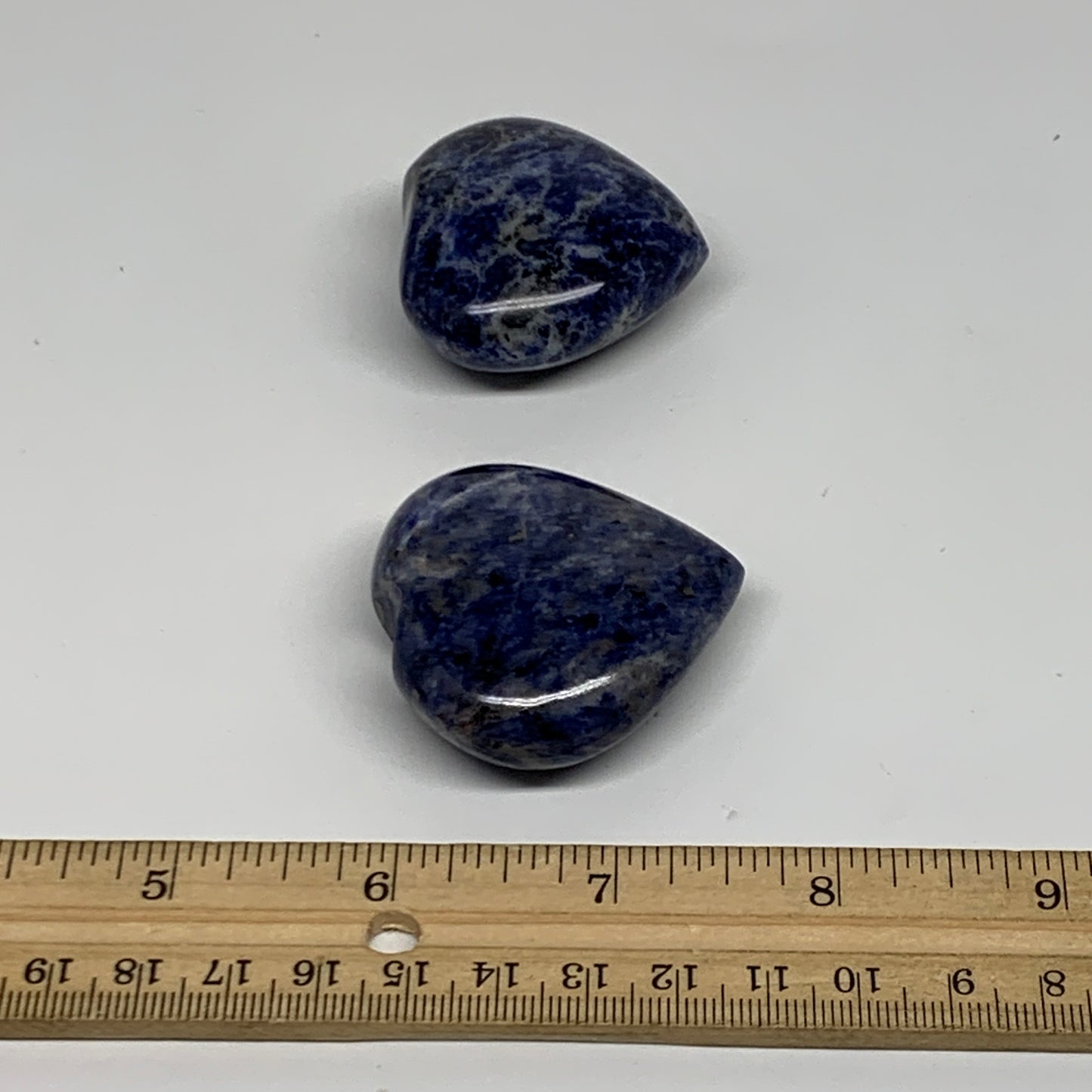 106.2g, 1.6"-1.8", 2pcs, Natural Sodalite Heart Polished Gemstone, B34879