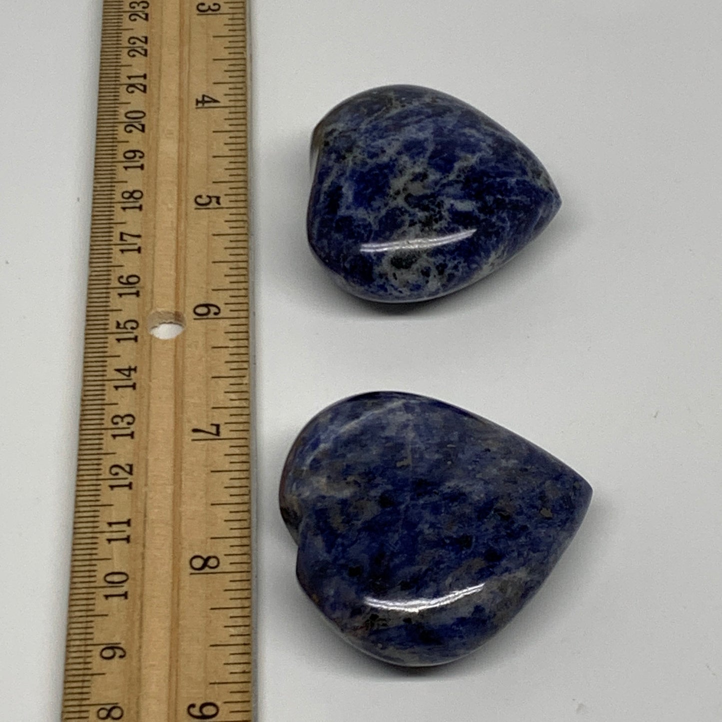 106.2g, 1.6"-1.8", 2pcs, Natural Sodalite Heart Polished Gemstone, B34879