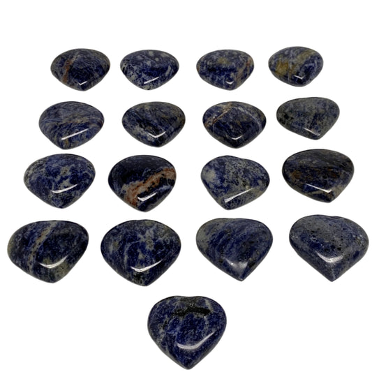 1130g (2.49 lbs) ,17 pcs, 1.7"- 2", Sodalite Hearts Polished Gemstone, B34880