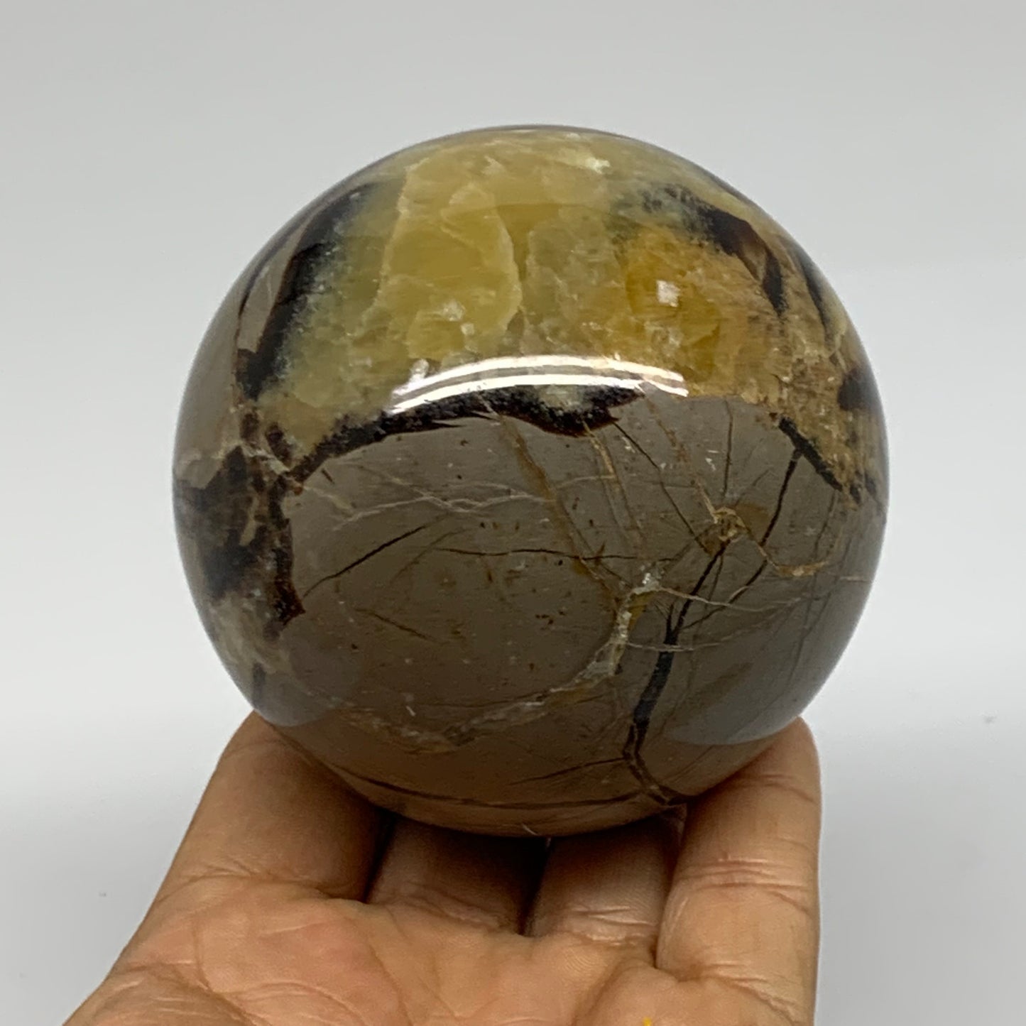 1.35 lbs, 3" (76mm), Natural Septarian Sphere Crystal Gemstone Ball, B37921