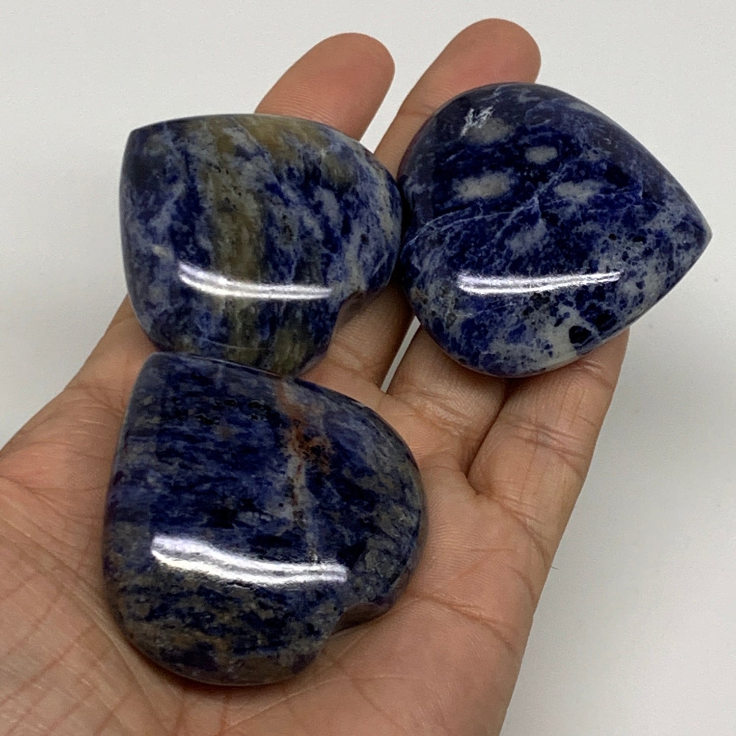 1130g (2.49 lbs) ,17 pcs, 1.7"- 2", Sodalite Hearts Polished Gemstone, B34880