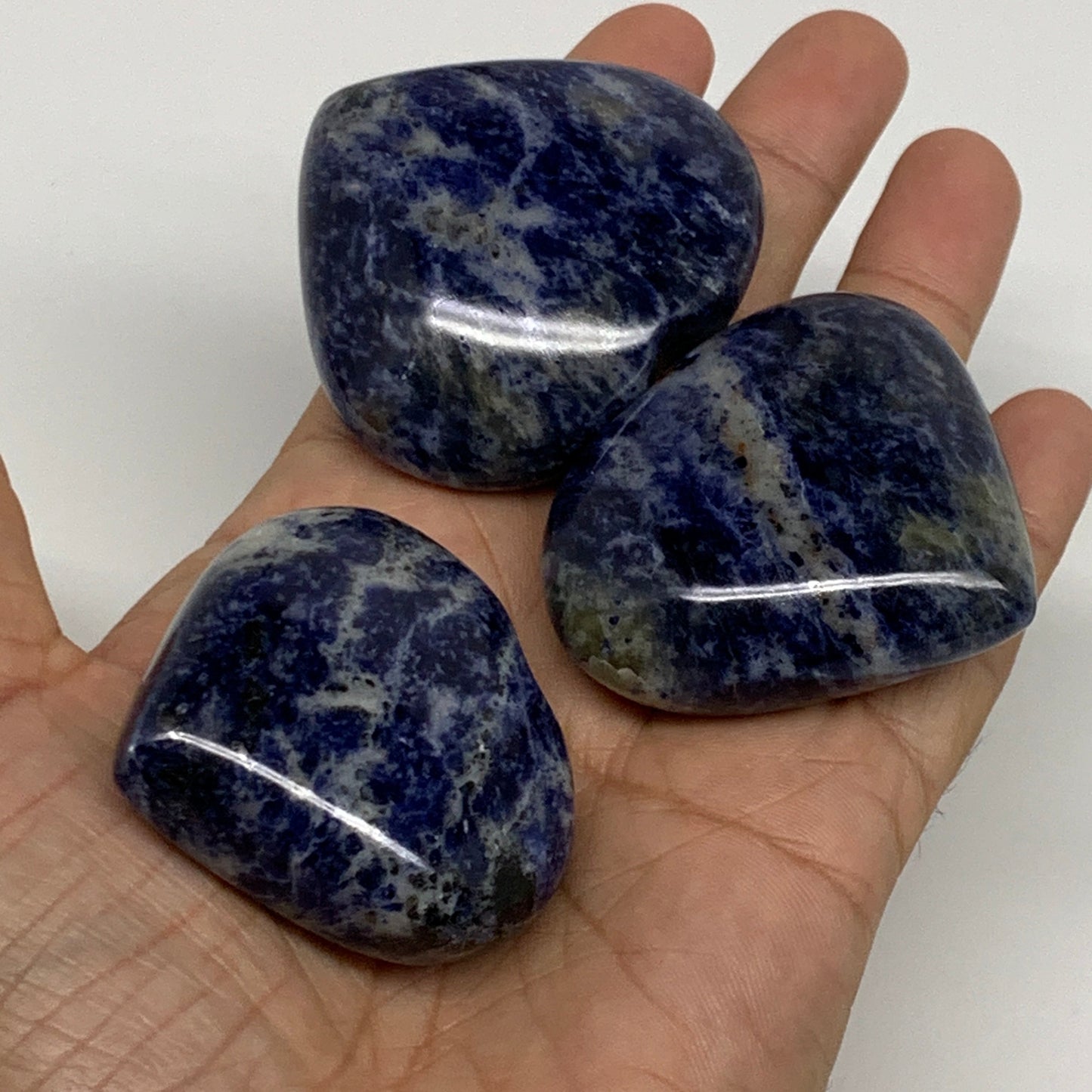 1130g (2.49 lbs) ,17 pcs, 1.7"- 2", Sodalite Hearts Polished Gemstone, B34880