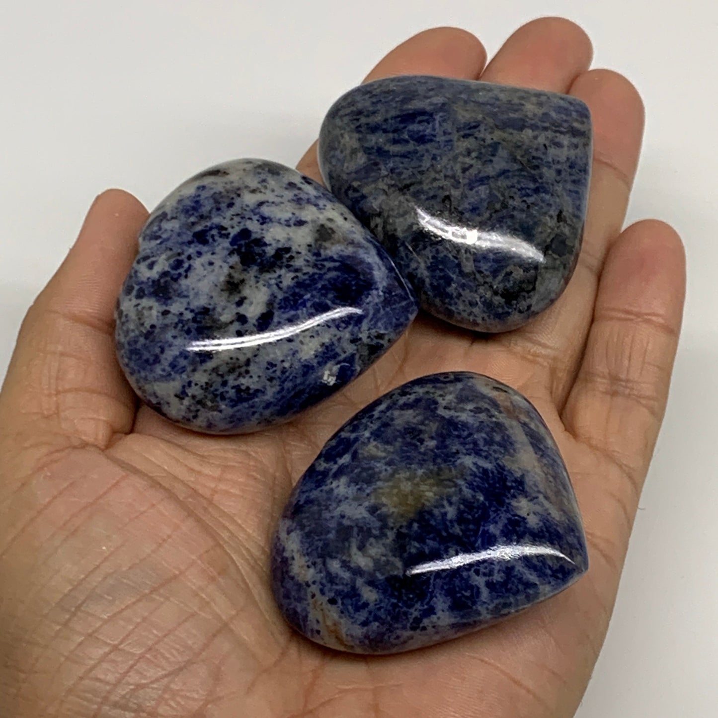 1130g (2.49 lbs) ,17 pcs, 1.7"- 2", Sodalite Hearts Polished Gemstone, B34880