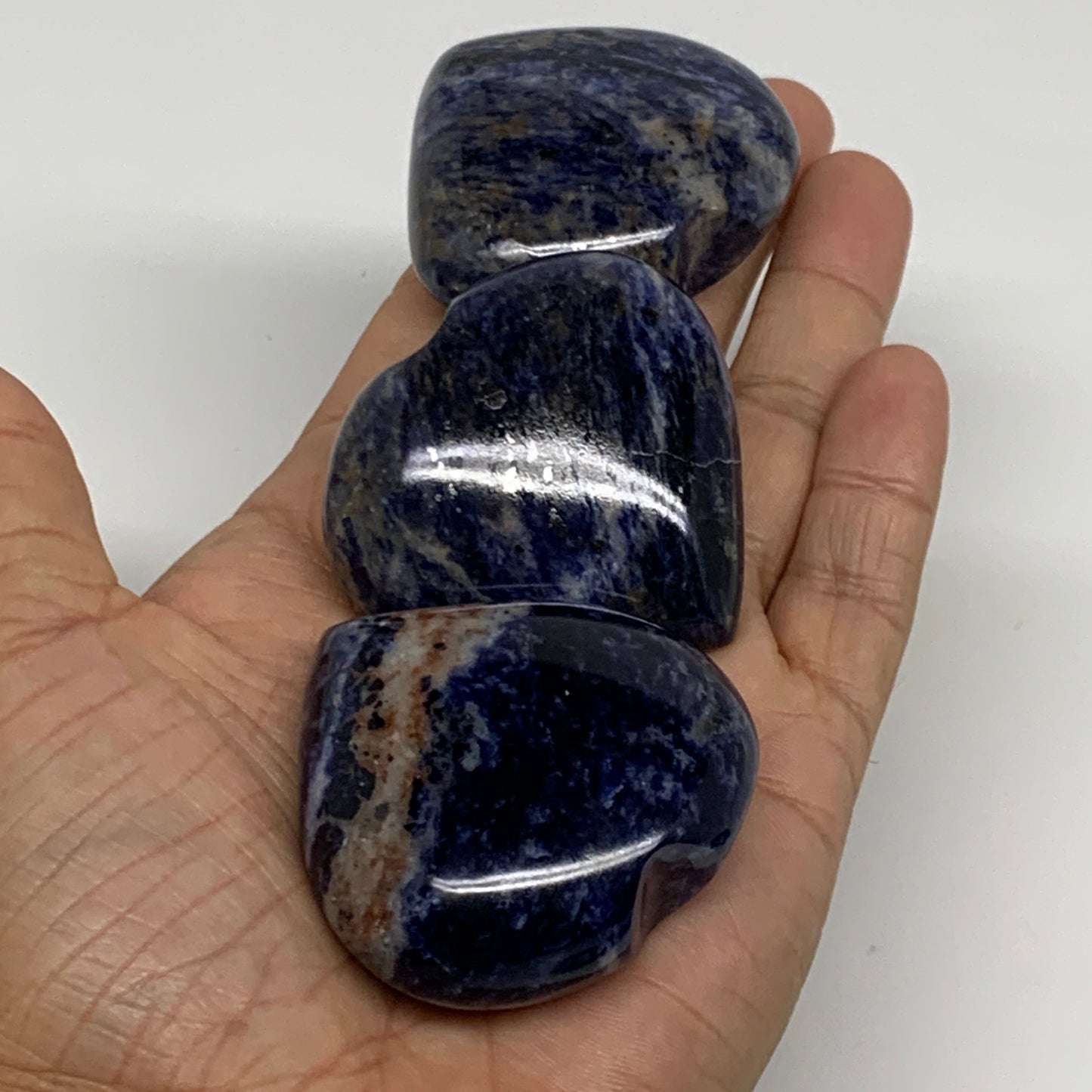 1130g (2.49 lbs) ,17 pcs, 1.7"- 2", Sodalite Hearts Polished Gemstone, B34880