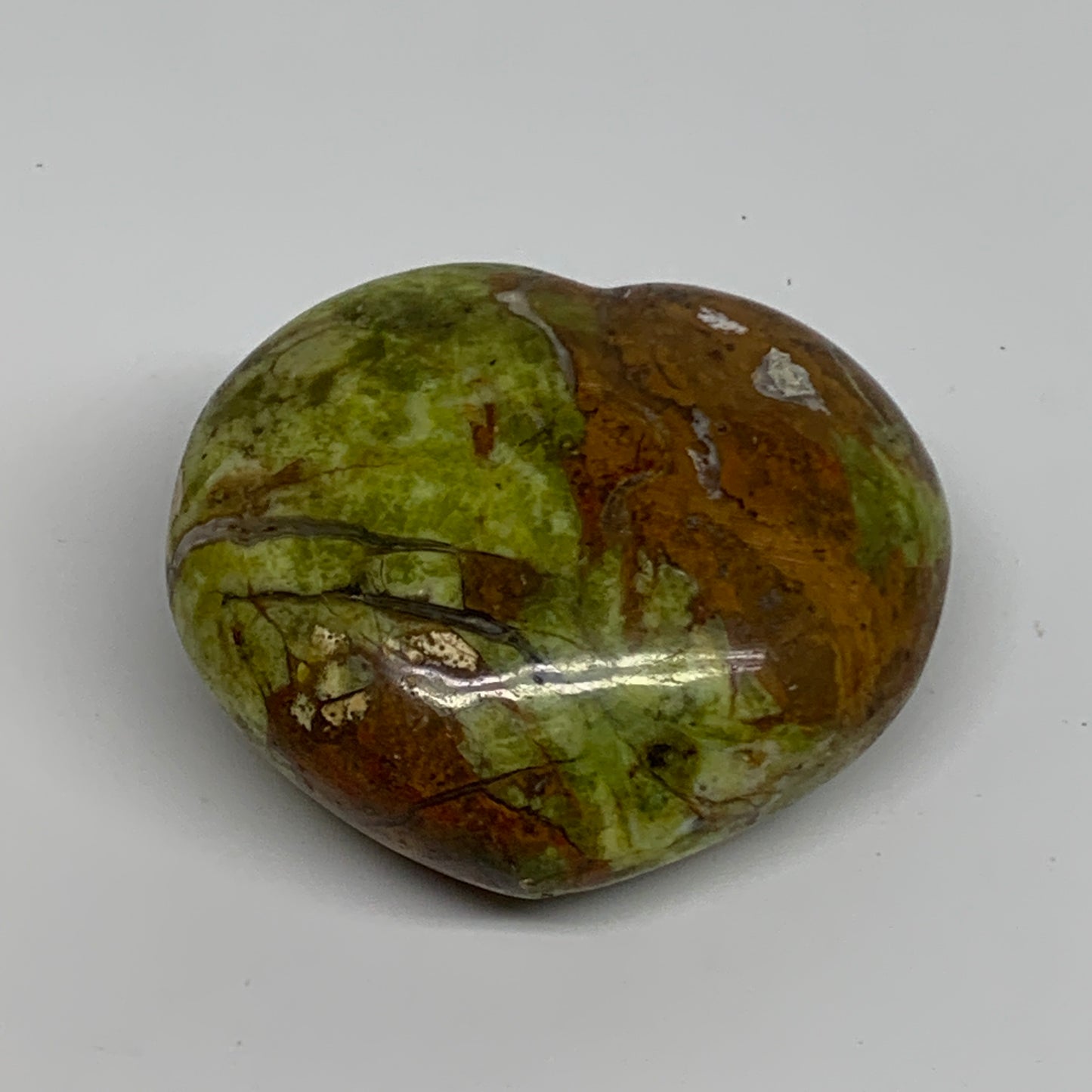 199.9g,2.5"x2.8"x1.3", Green Opal Heart Polished Gemstone Crystal, B35618