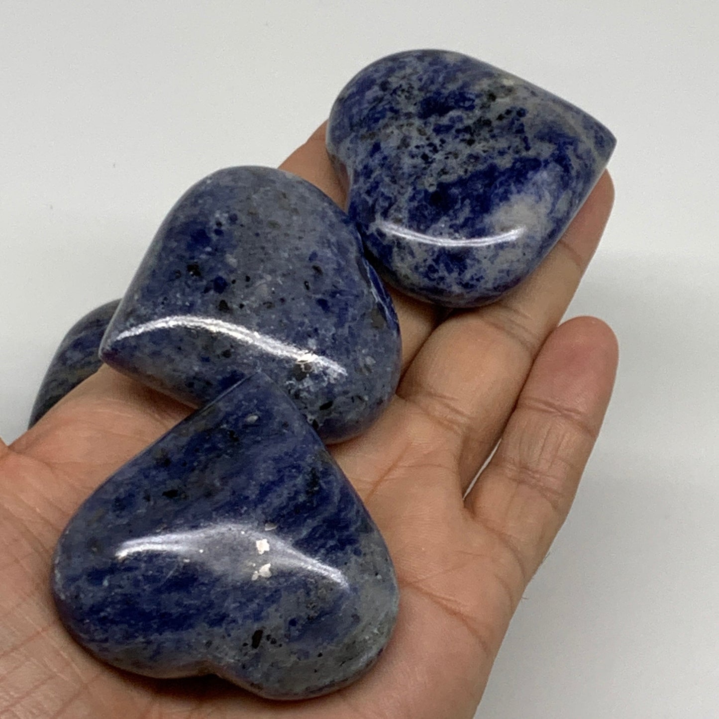 1130g (2.49 lbs) ,17 pcs, 1.7"- 2", Sodalite Hearts Polished Gemstone, B34880