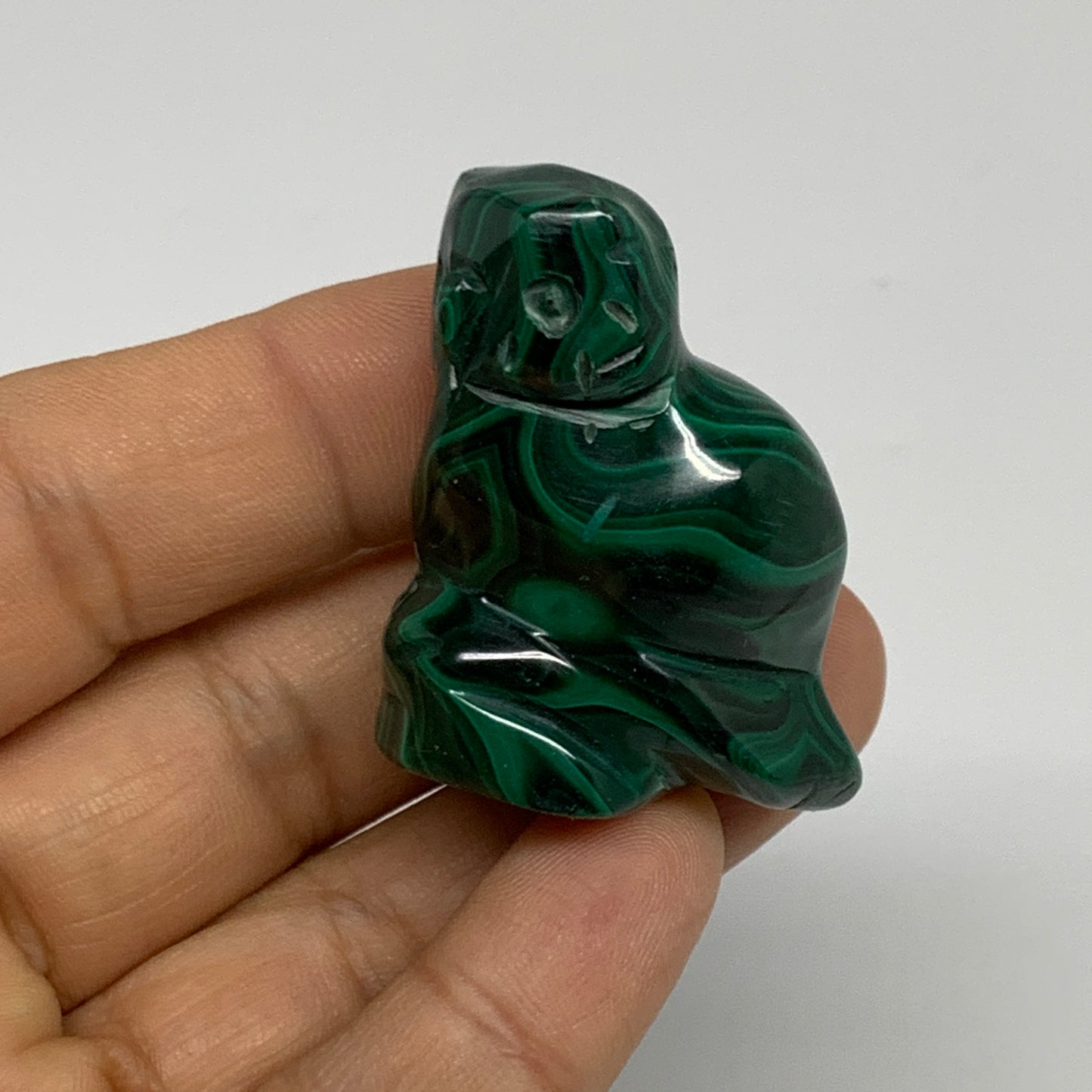 50.8g, 1.9"x1.3"x0.8" Natural Solid Malachite Penguin Figurine @Congo, B32789