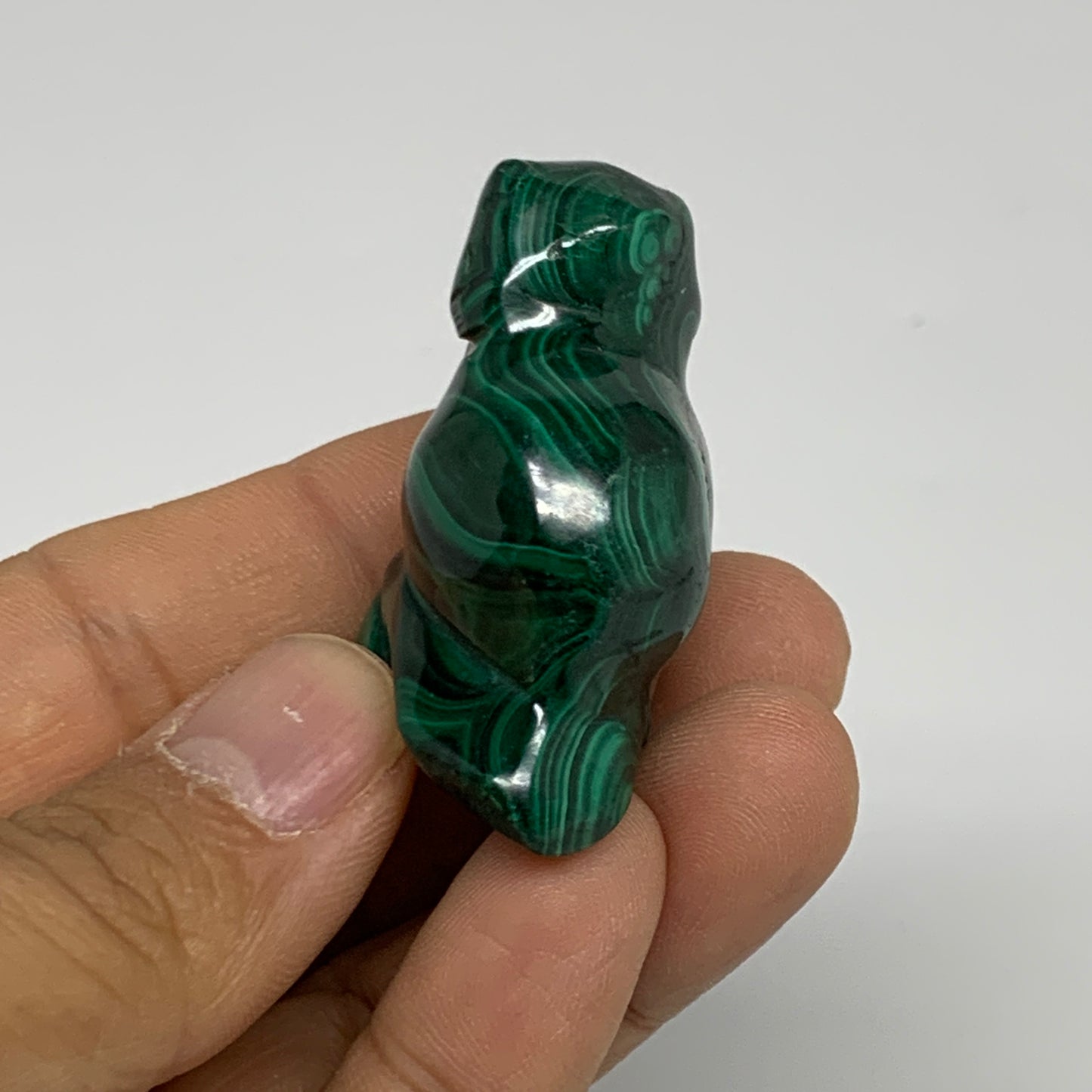 50.8g, 1.9"x1.3"x0.8" Natural Solid Malachite Penguin Figurine @Congo, B32789