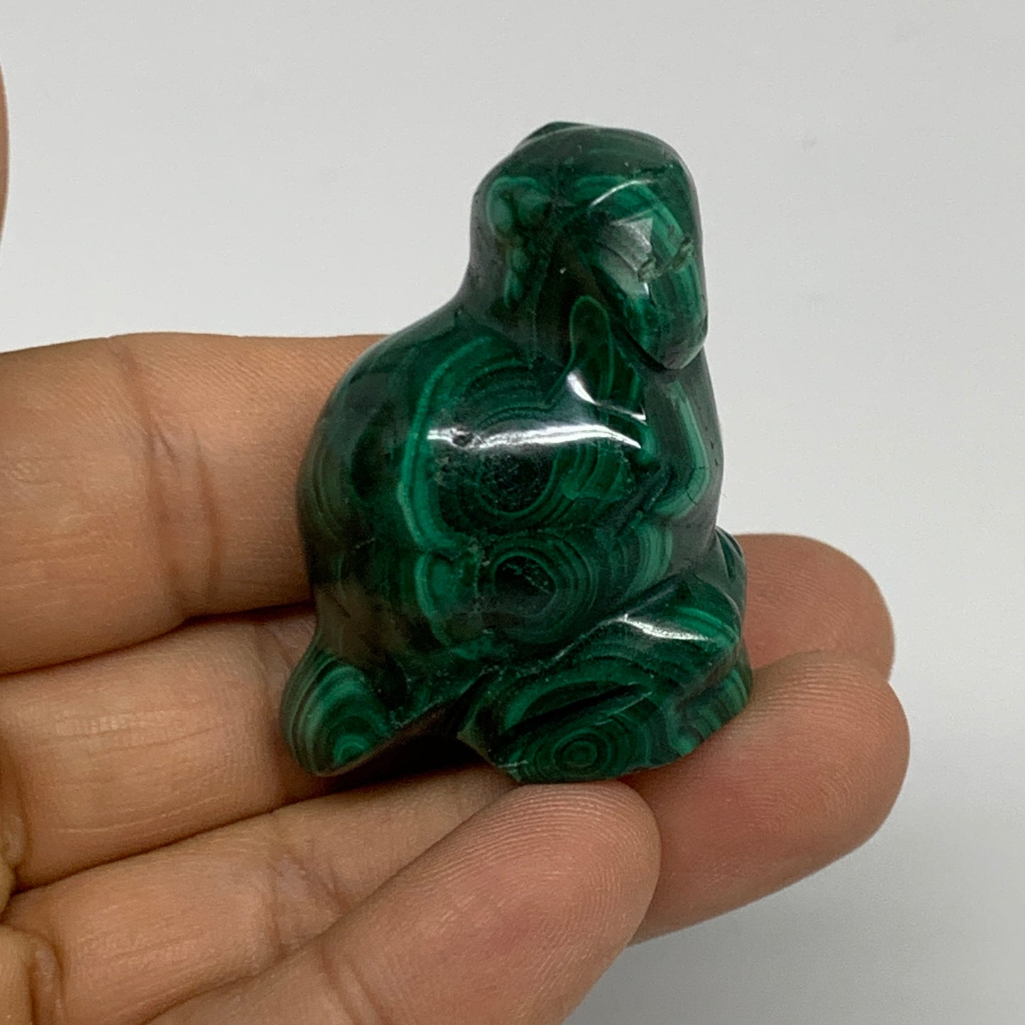 50.8g, 1.9"x1.3"x0.8" Natural Solid Malachite Penguin Figurine @Congo, B32789