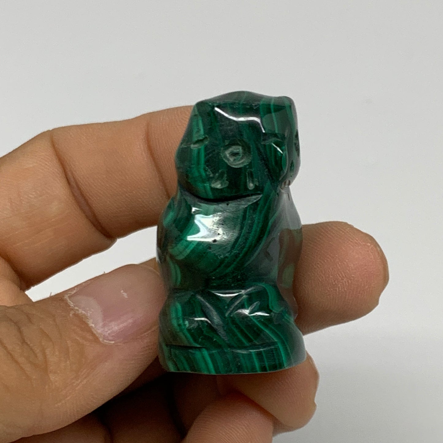 50.8g, 1.9"x1.3"x0.8" Natural Solid Malachite Penguin Figurine @Congo, B32789