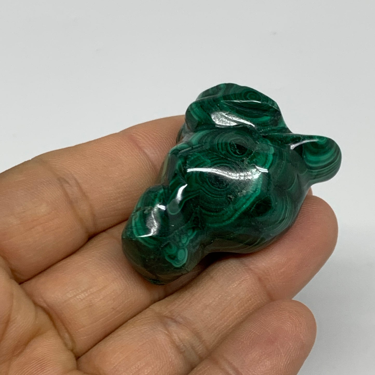 50.8g, 1.9"x1.3"x0.8" Natural Solid Malachite Penguin Figurine @Congo, B32789