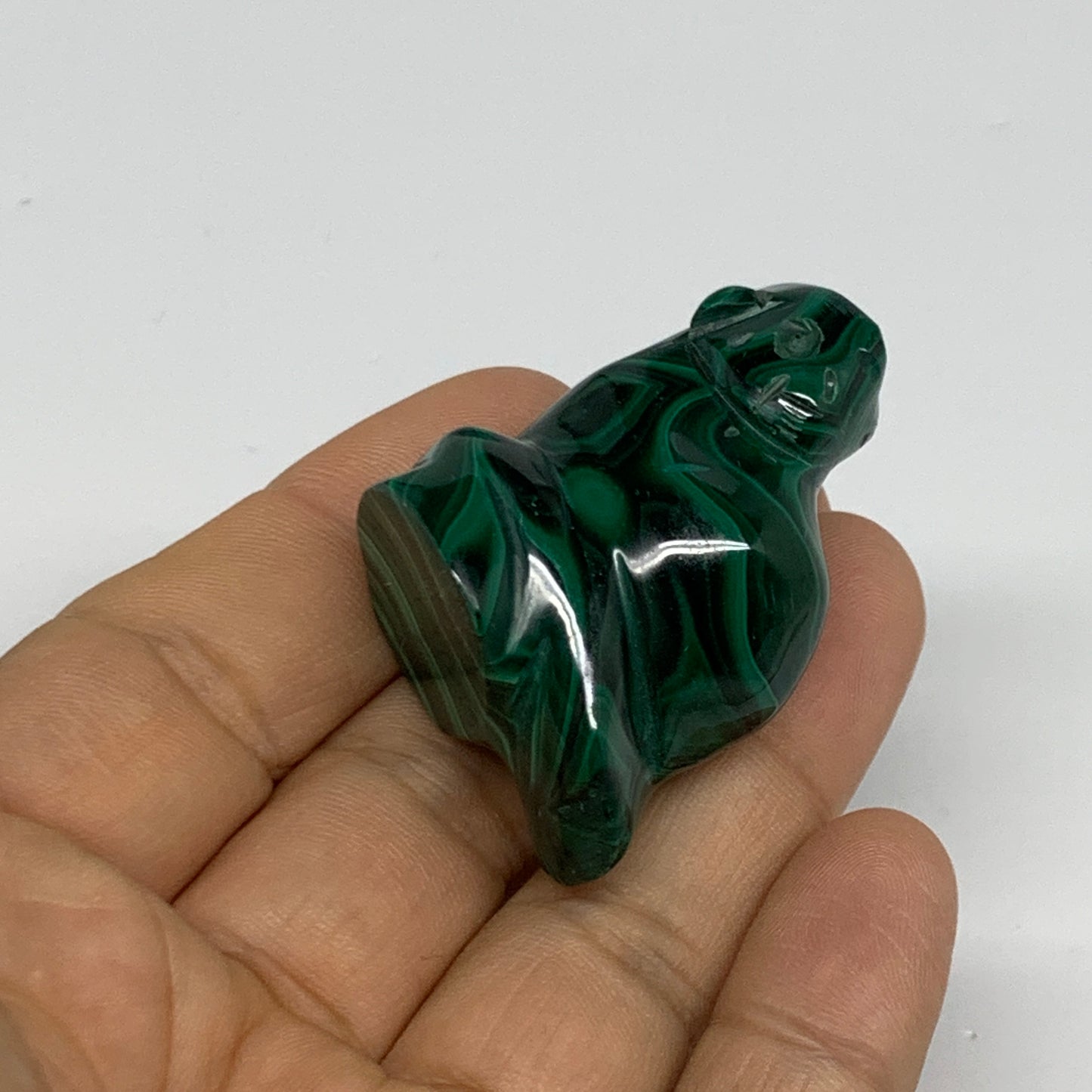 50.8g, 1.9"x1.3"x0.8" Natural Solid Malachite Penguin Figurine @Congo, B32789
