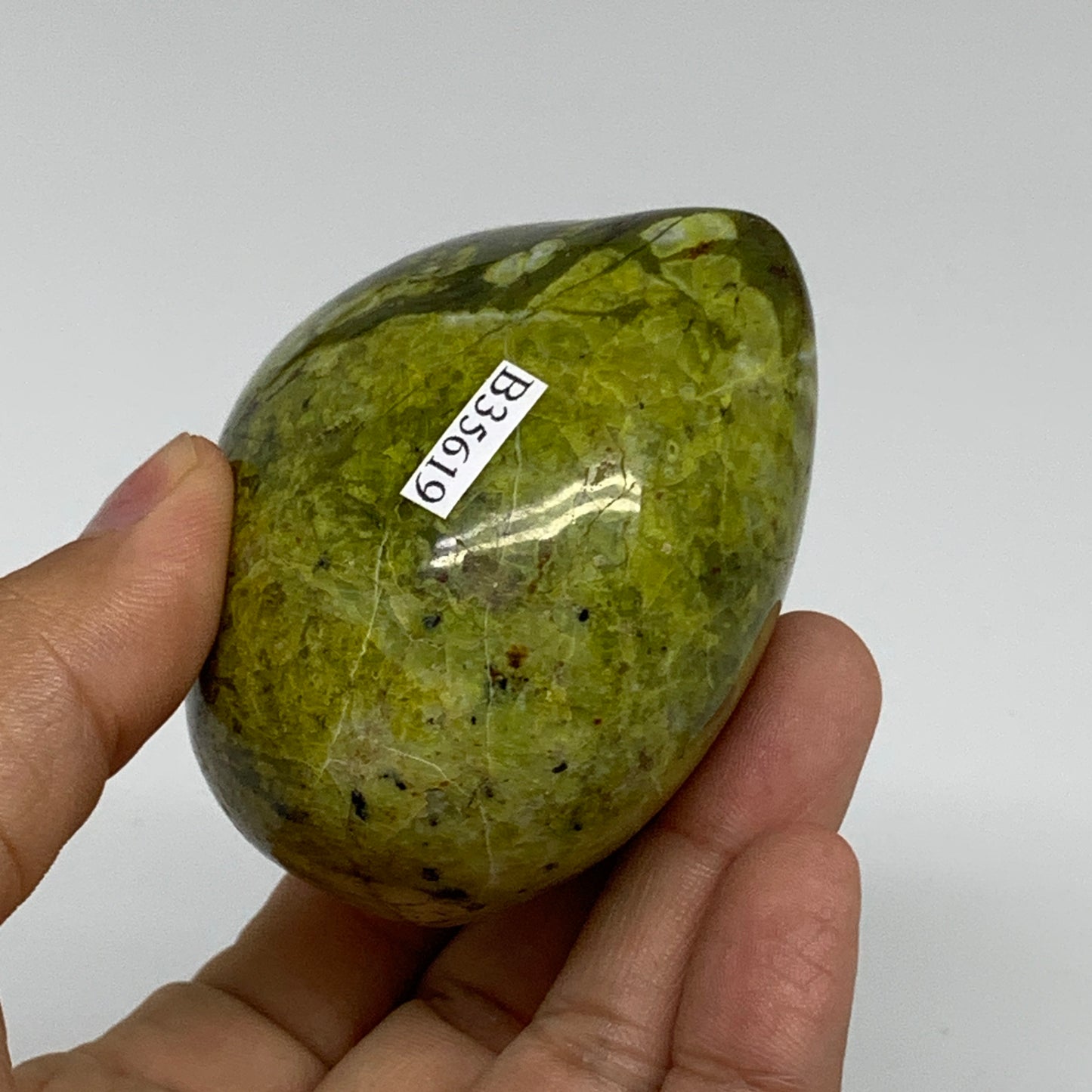 242g,2.6"x2.8"x1.9", Green Opal Heart Polished Gemstone Crystal, B35619