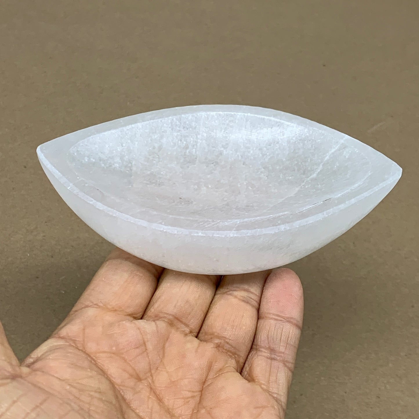 233g, 4.7"x2.7"x1.1", Natural Eye Shape Selenite Bowl Crystals, B36182