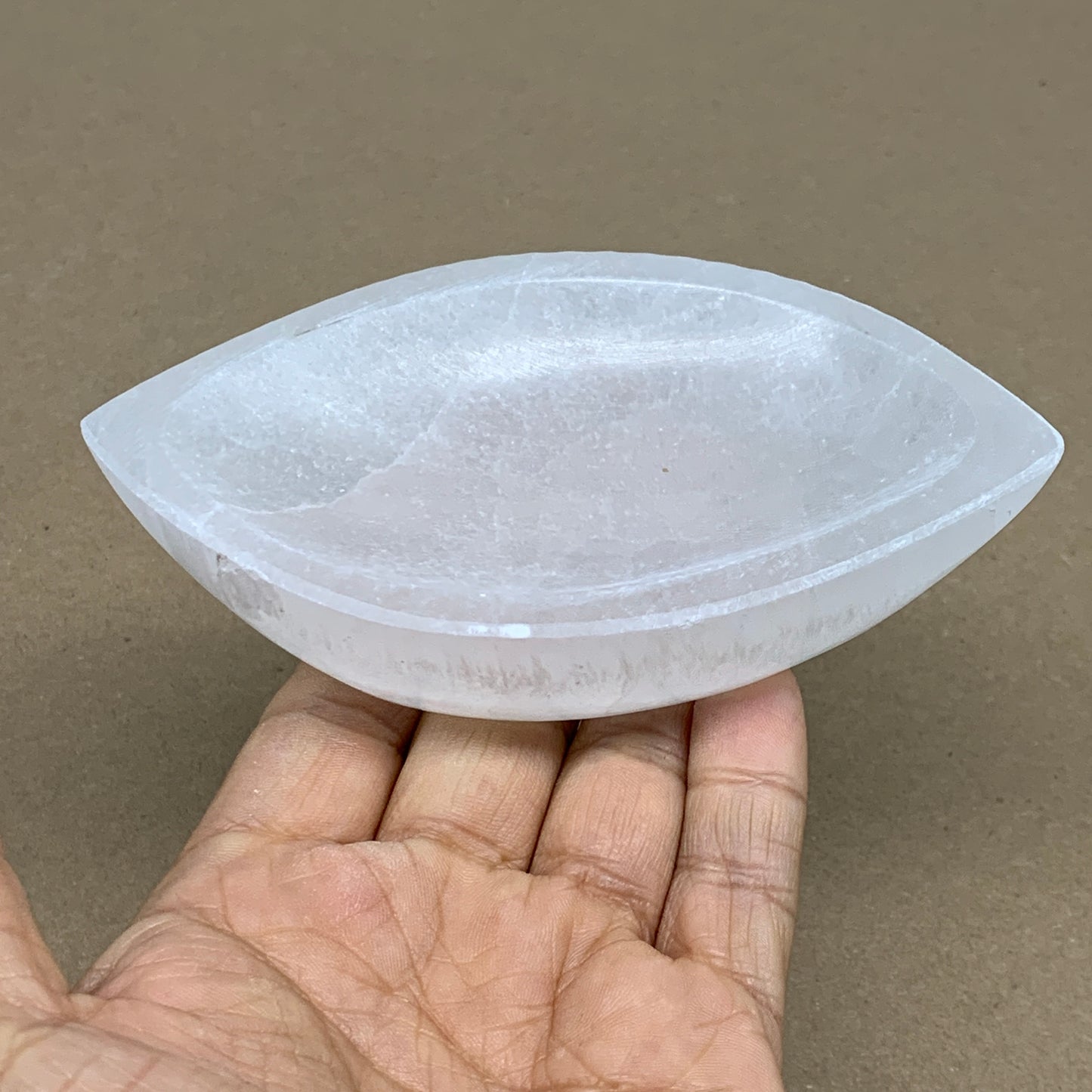 233g, 4.7"x2.7"x1.1", Natural Eye Shape Selenite Bowl Crystals, B36182
