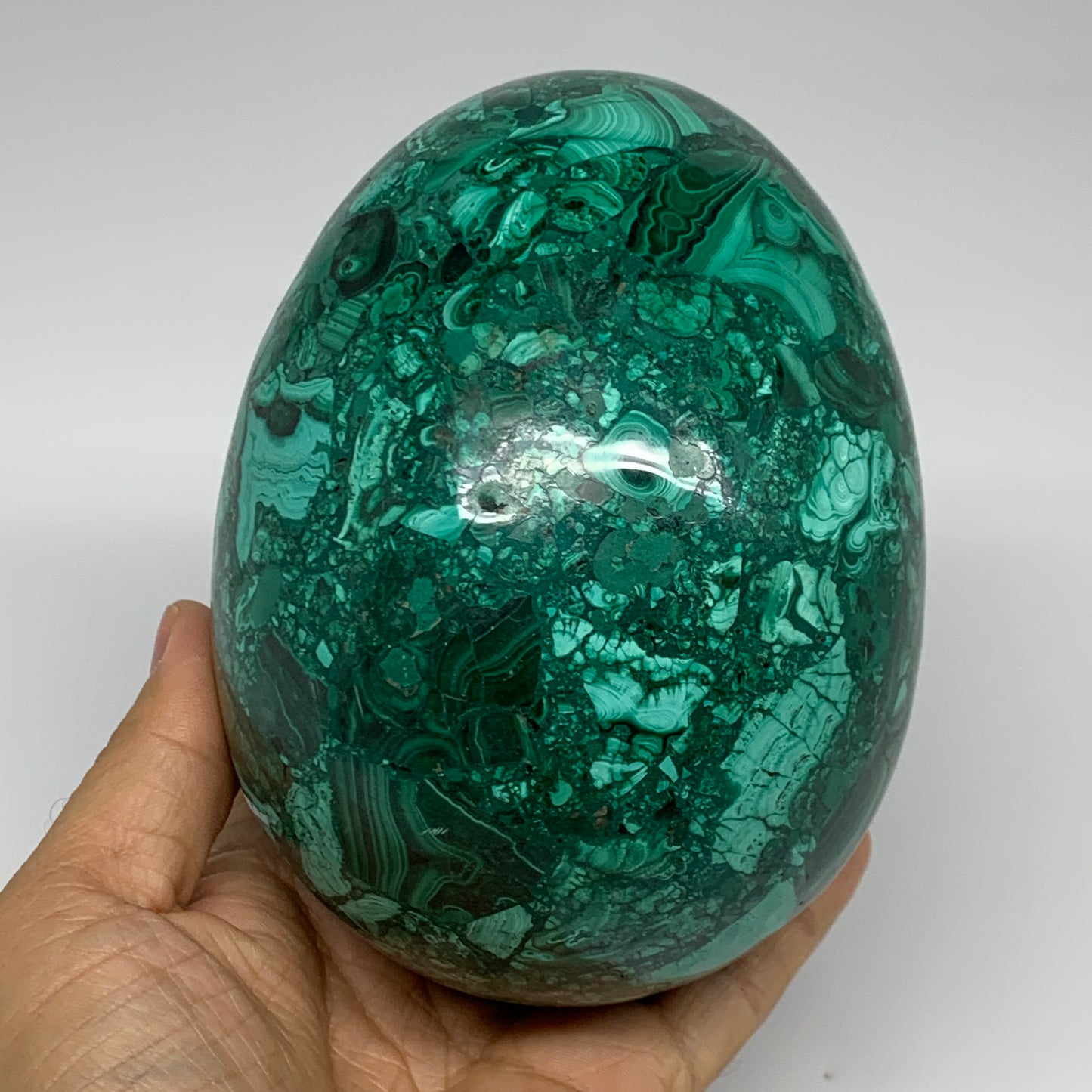 3.79 lbs, 5.2"x4", Natural Solid Malachite Egg Polished Gemstone @Congo, B32790