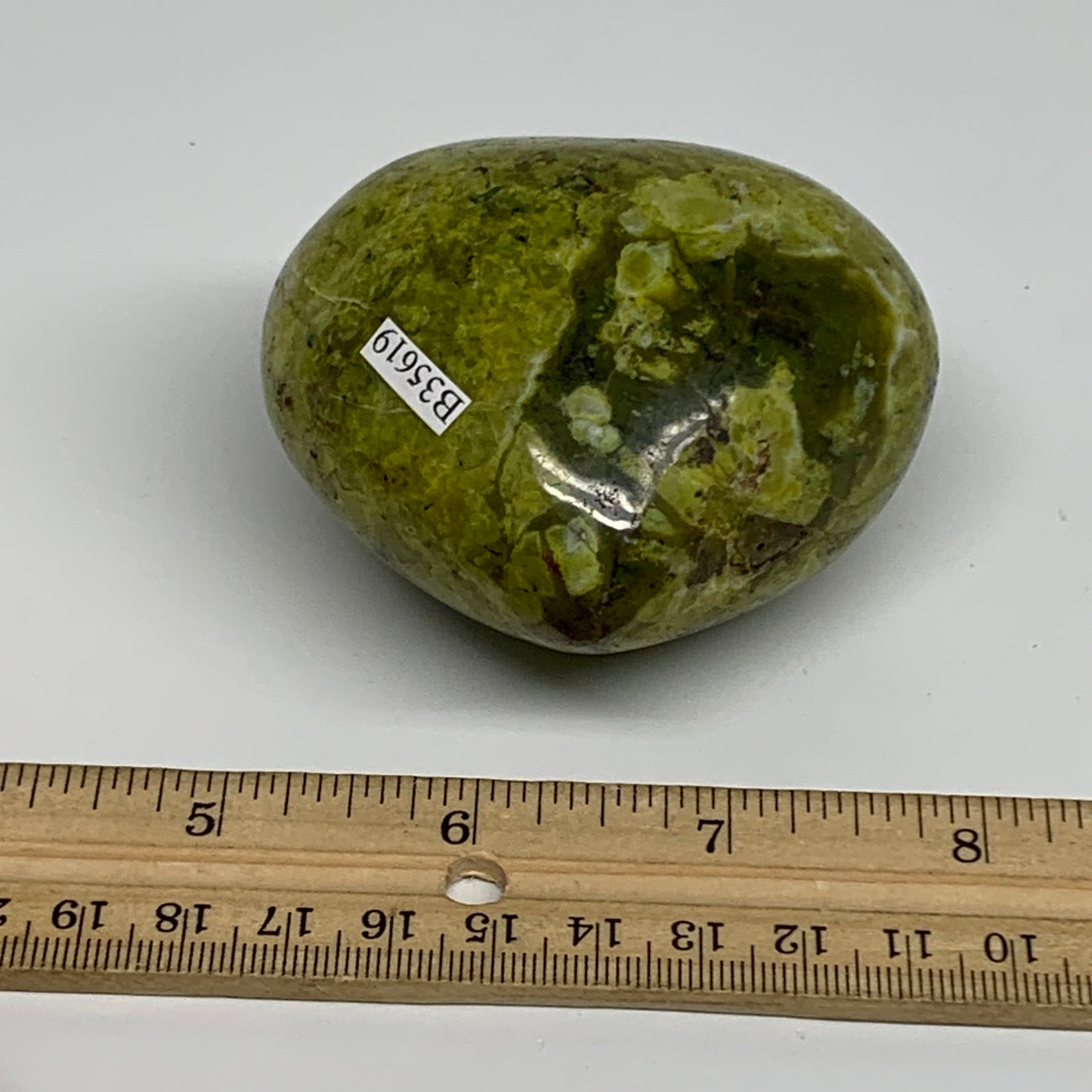 242g,2.6"x2.8"x1.9", Green Opal Heart Polished Gemstone Crystal, B35619