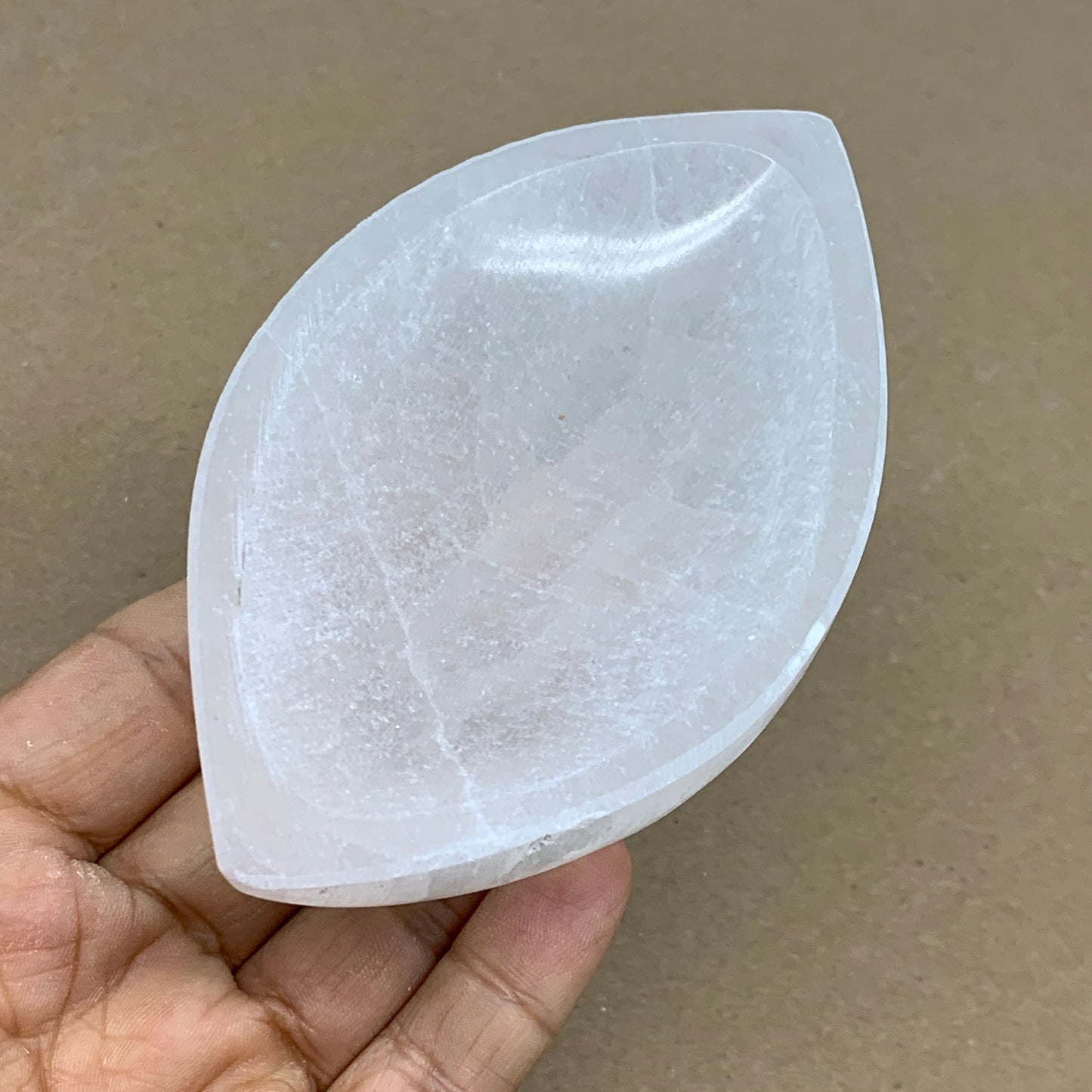 233g, 4.7"x2.7"x1.1", Natural Eye Shape Selenite Bowl Crystals, B36182