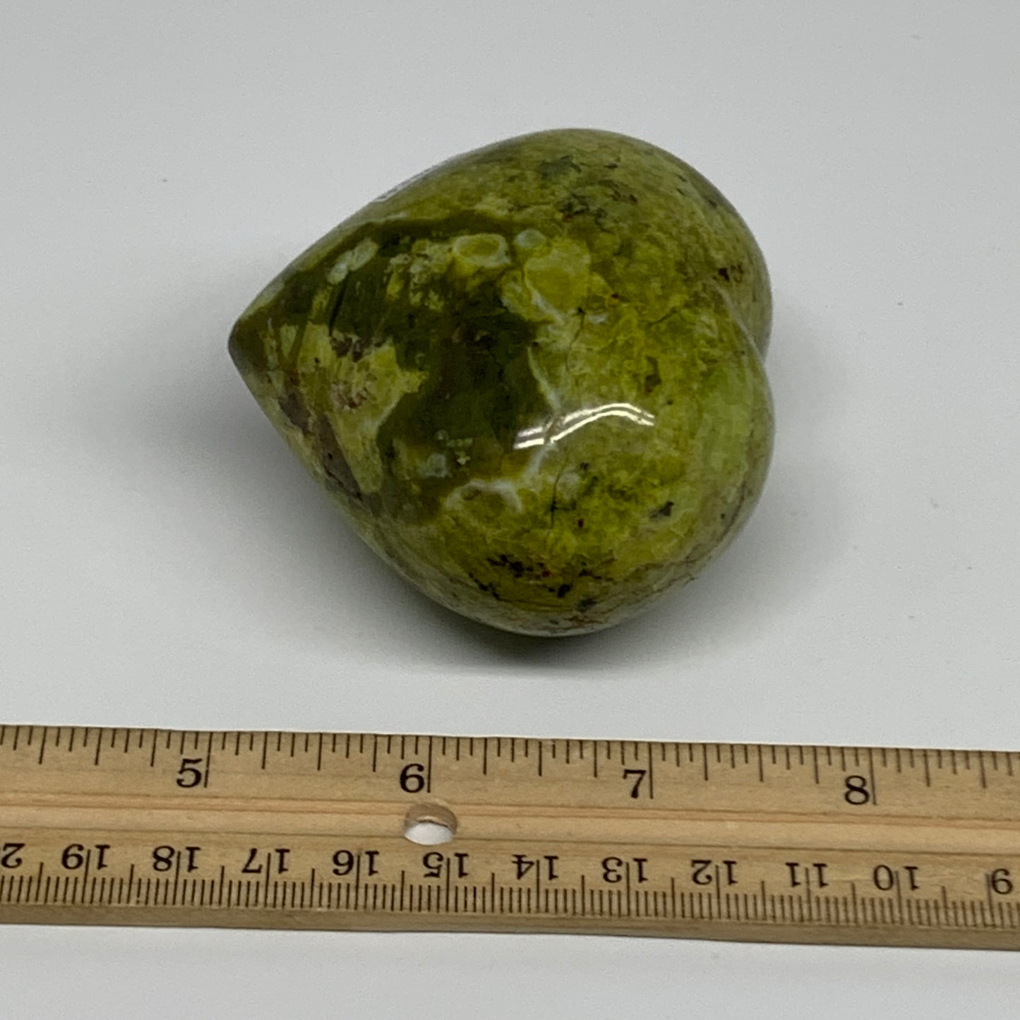 242g,2.6"x2.8"x1.9", Green Opal Heart Polished Gemstone Crystal, B35619