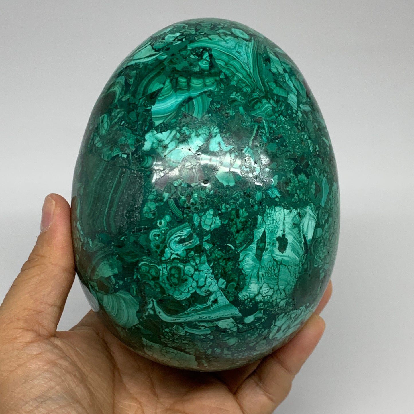 3.79 lbs, 5.2"x4", Natural Solid Malachite Egg Polished Gemstone @Congo, B32790