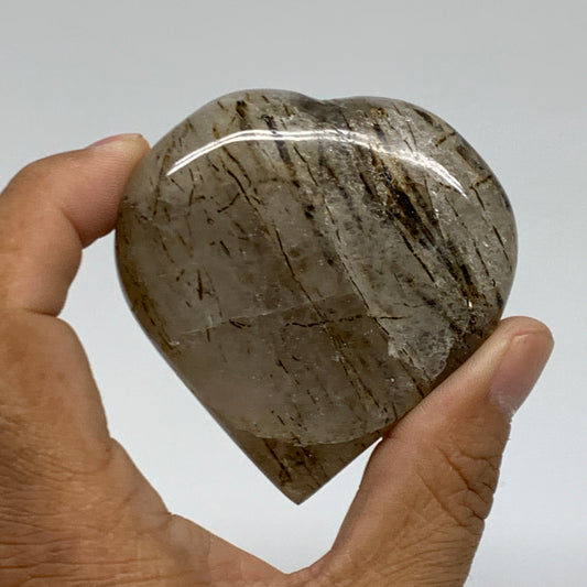 132.5g, 2.5"x2.4"x0.9", Natural Untreated Quartz Heart Crystal Polished, B34882