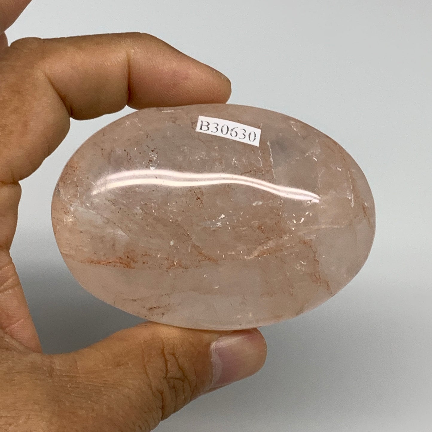 126.6g,2.7"x1.9"x1", Red Hematoid Fire Quartz Palm-Stone Crystal Polished, B3063