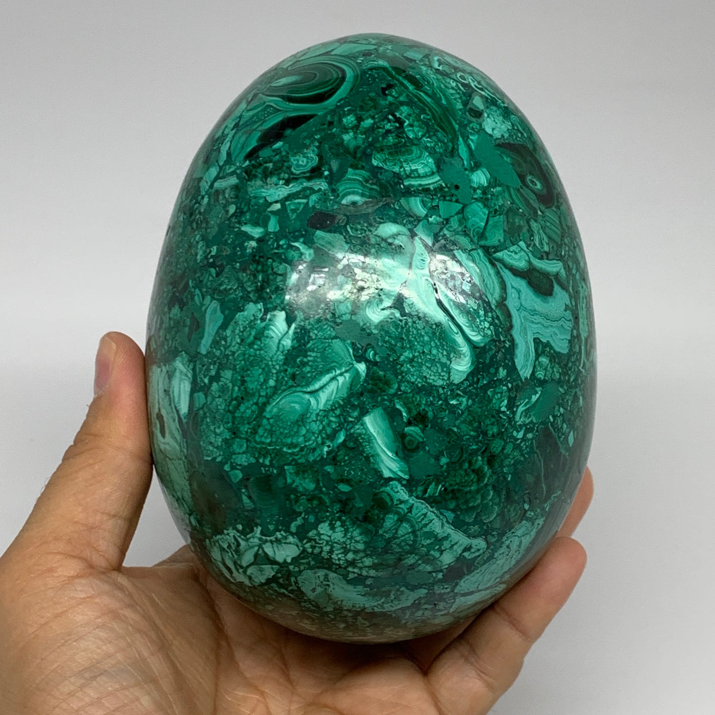 3.79 lbs, 5.2"x4", Natural Solid Malachite Egg Polished Gemstone @Congo, B32790