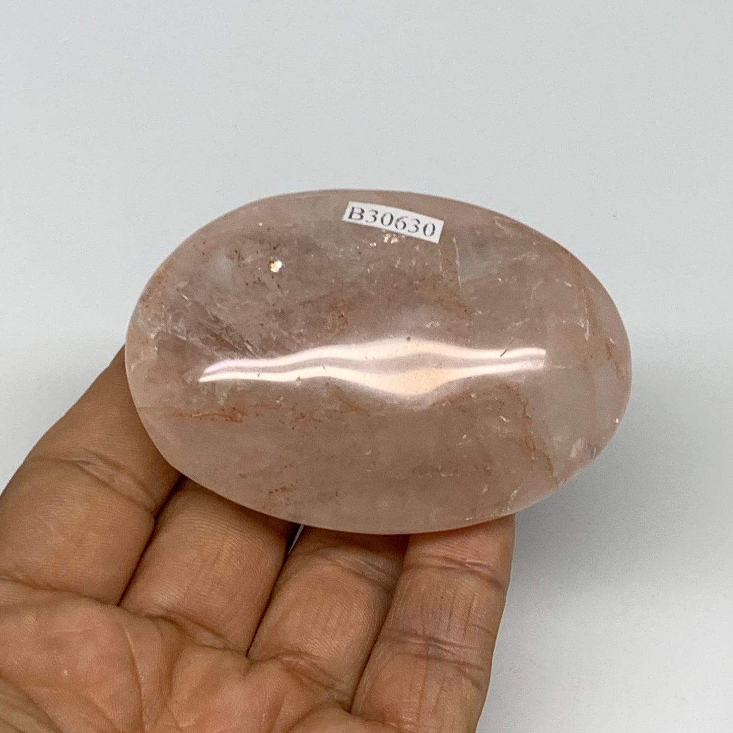 126.6g,2.7"x1.9"x1", Red Hematoid Fire Quartz Palm-Stone Crystal Polished, B3063