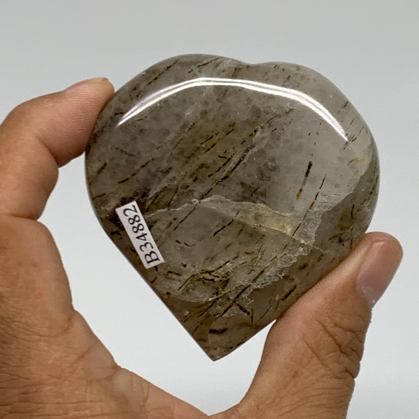 132.5g, 2.5"x2.4"x0.9", Natural Untreated Quartz Heart Crystal Polished, B34882