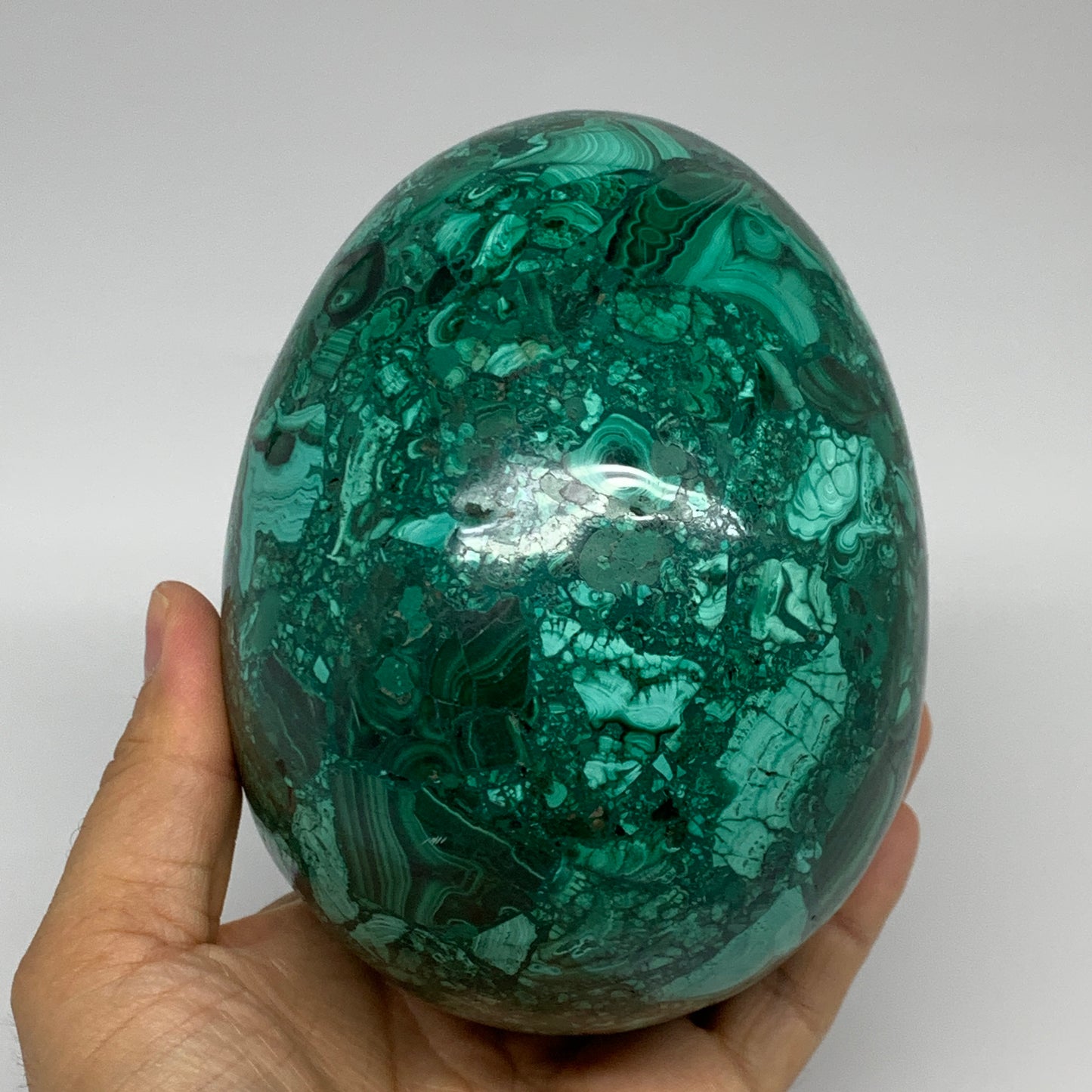 3.79 lbs, 5.2"x4", Natural Solid Malachite Egg Polished Gemstone @Congo, B32790