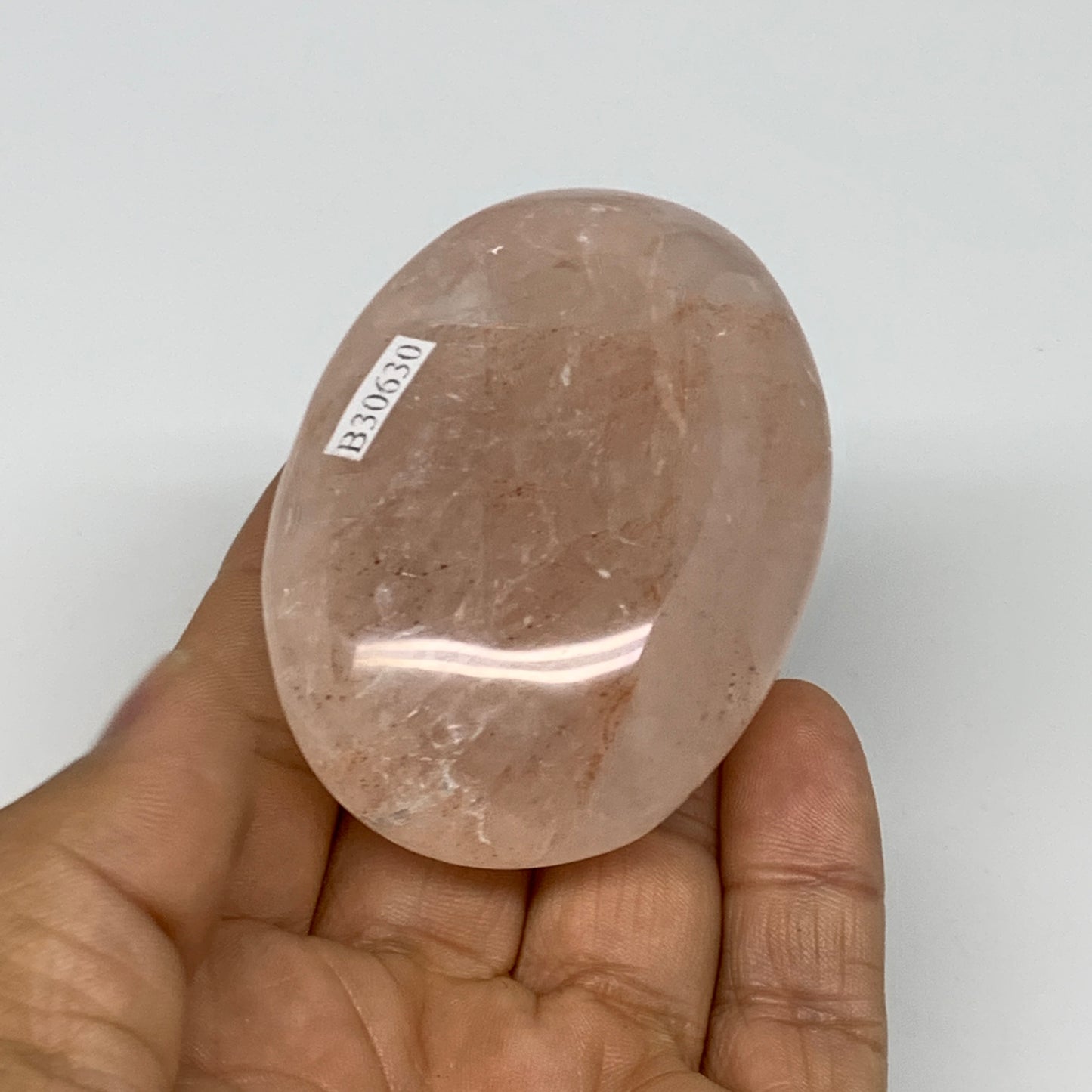 126.6g,2.7"x1.9"x1", Red Hematoid Fire Quartz Palm-Stone Crystal Polished, B3063