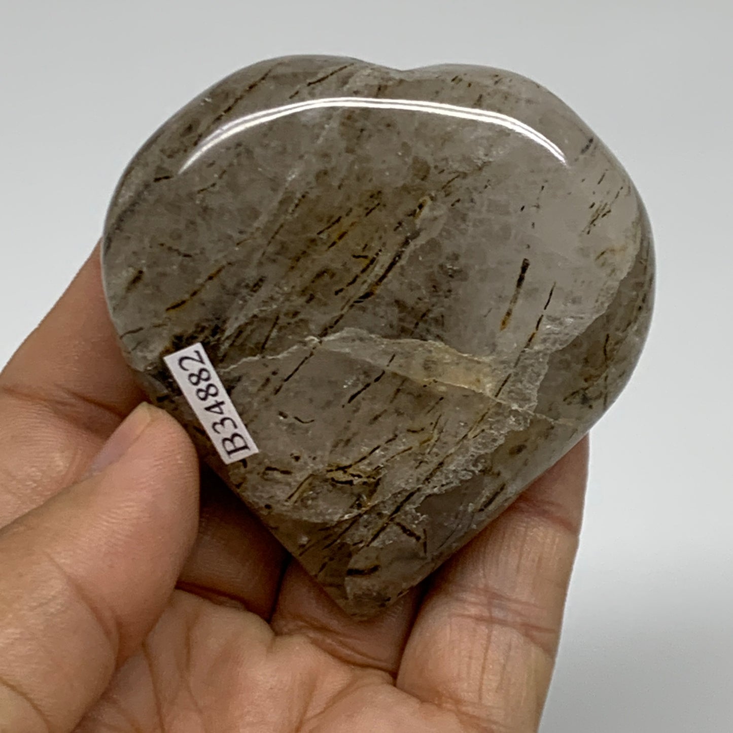 132.5g, 2.5"x2.4"x0.9", Natural Untreated Quartz Heart Crystal Polished, B34882
