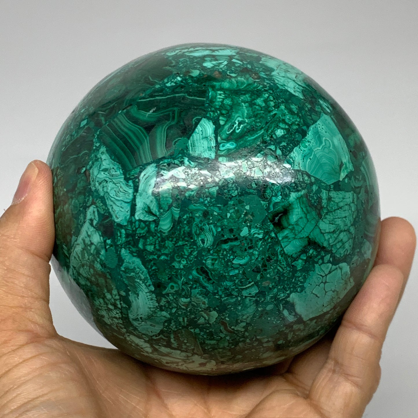 3.79 lbs, 5.2"x4", Natural Solid Malachite Egg Polished Gemstone @Congo, B32790