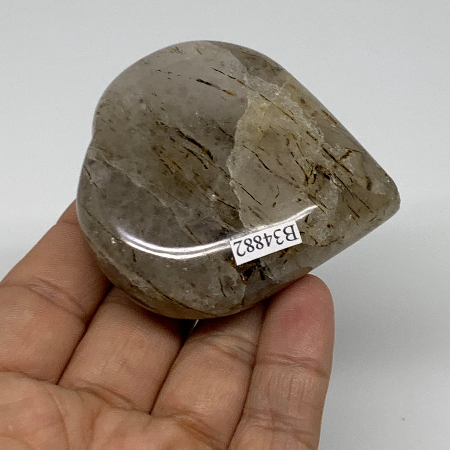 132.5g, 2.5"x2.4"x0.9", Natural Untreated Quartz Heart Crystal Polished, B34882