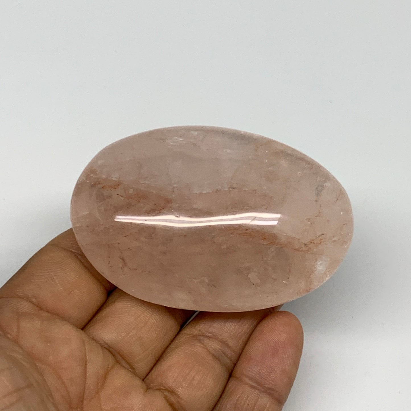 126.6g,2.7"x1.9"x1", Red Hematoid Fire Quartz Palm-Stone Crystal Polished, B3063