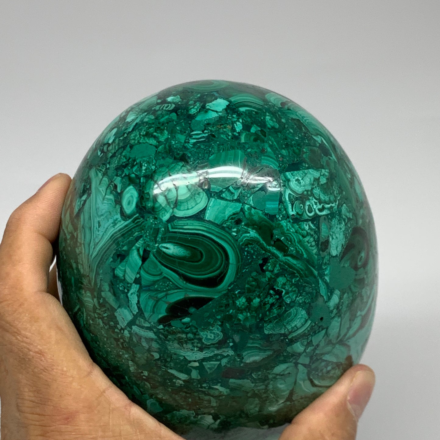 3.79 lbs, 5.2"x4", Natural Solid Malachite Egg Polished Gemstone @Congo, B32790
