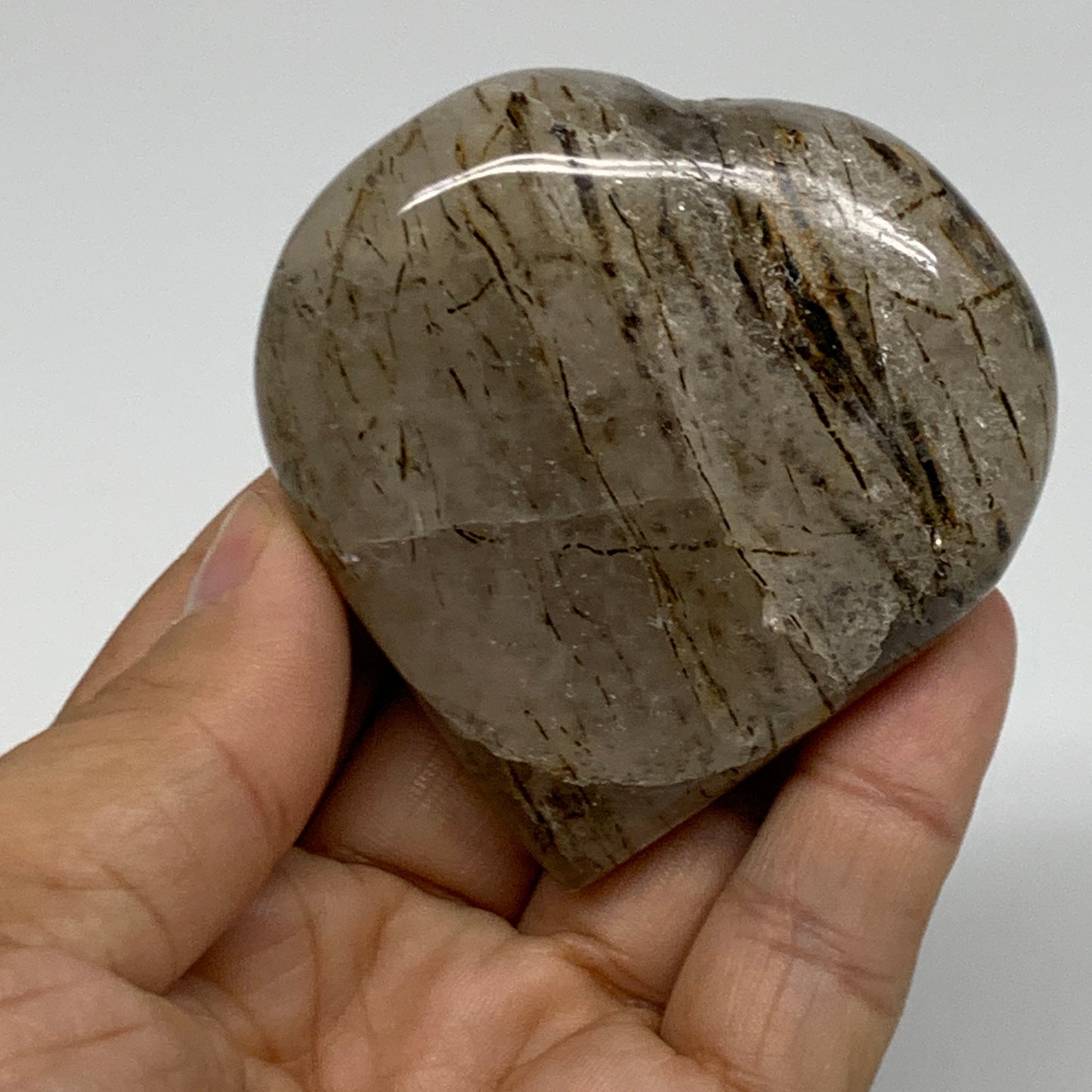 132.5g, 2.5"x2.4"x0.9", Natural Untreated Quartz Heart Crystal Polished, B34882