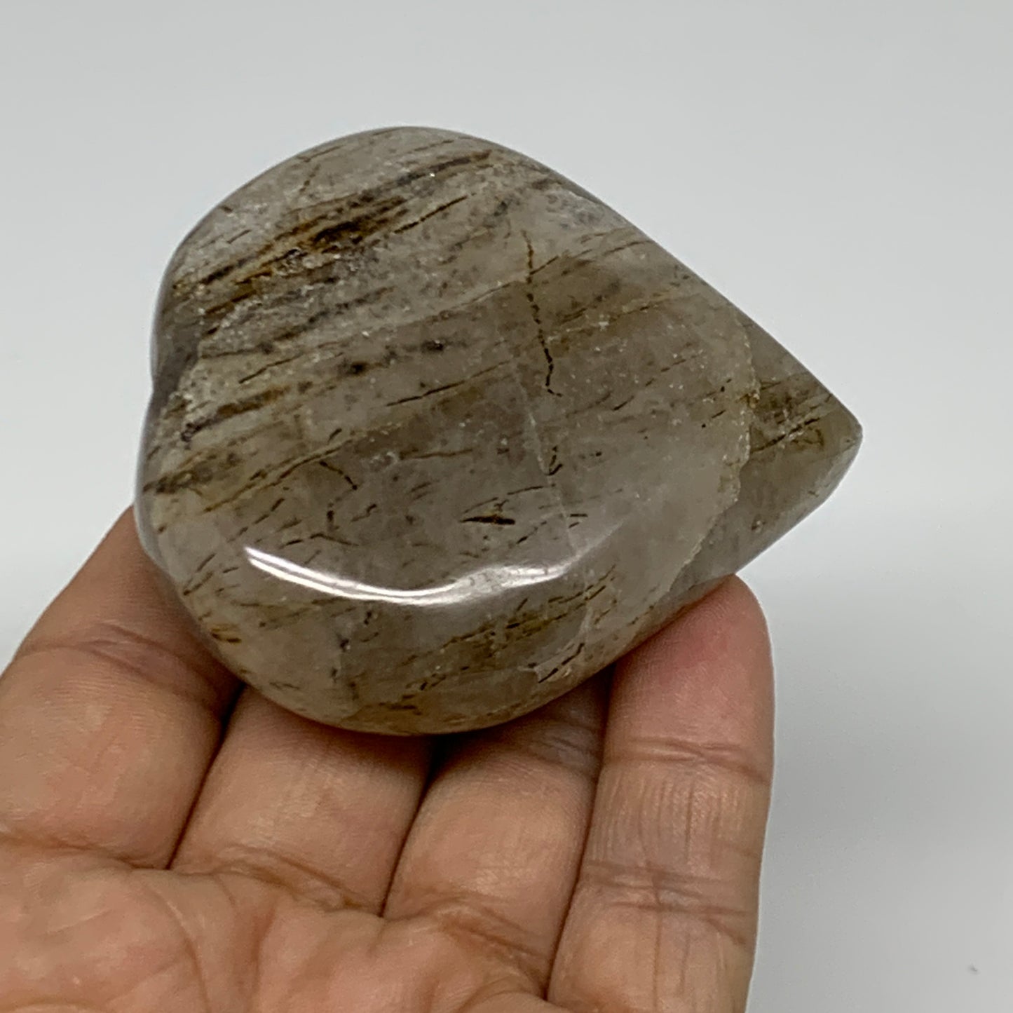 132.5g, 2.5"x2.4"x0.9", Natural Untreated Quartz Heart Crystal Polished, B34882