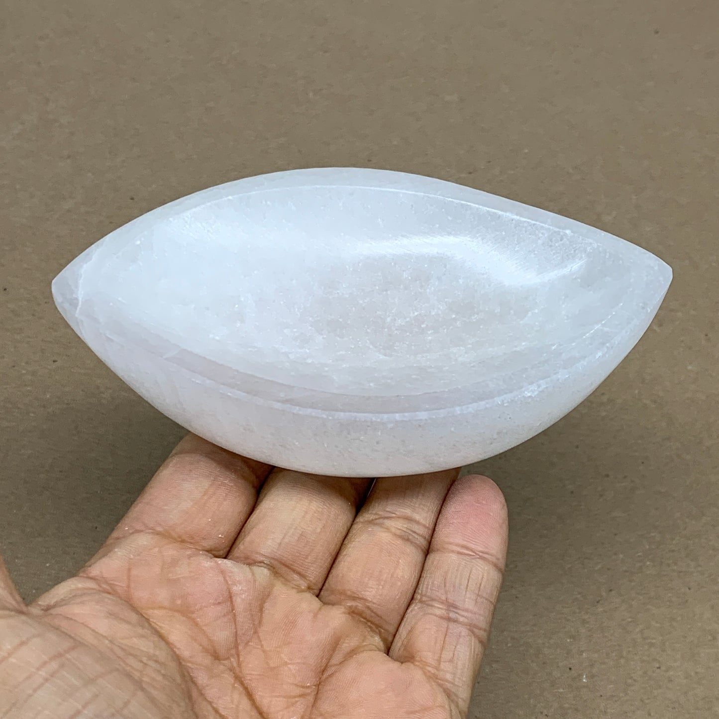 242g, 4.6"x2.7"x1.1", Natural Eye Shape Selenite Bowl Crystals, B36183