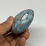 146.8g, 2.2"x2"x1.2", Blue Apatite Palm-Stone Polished @Madagascar, B31482