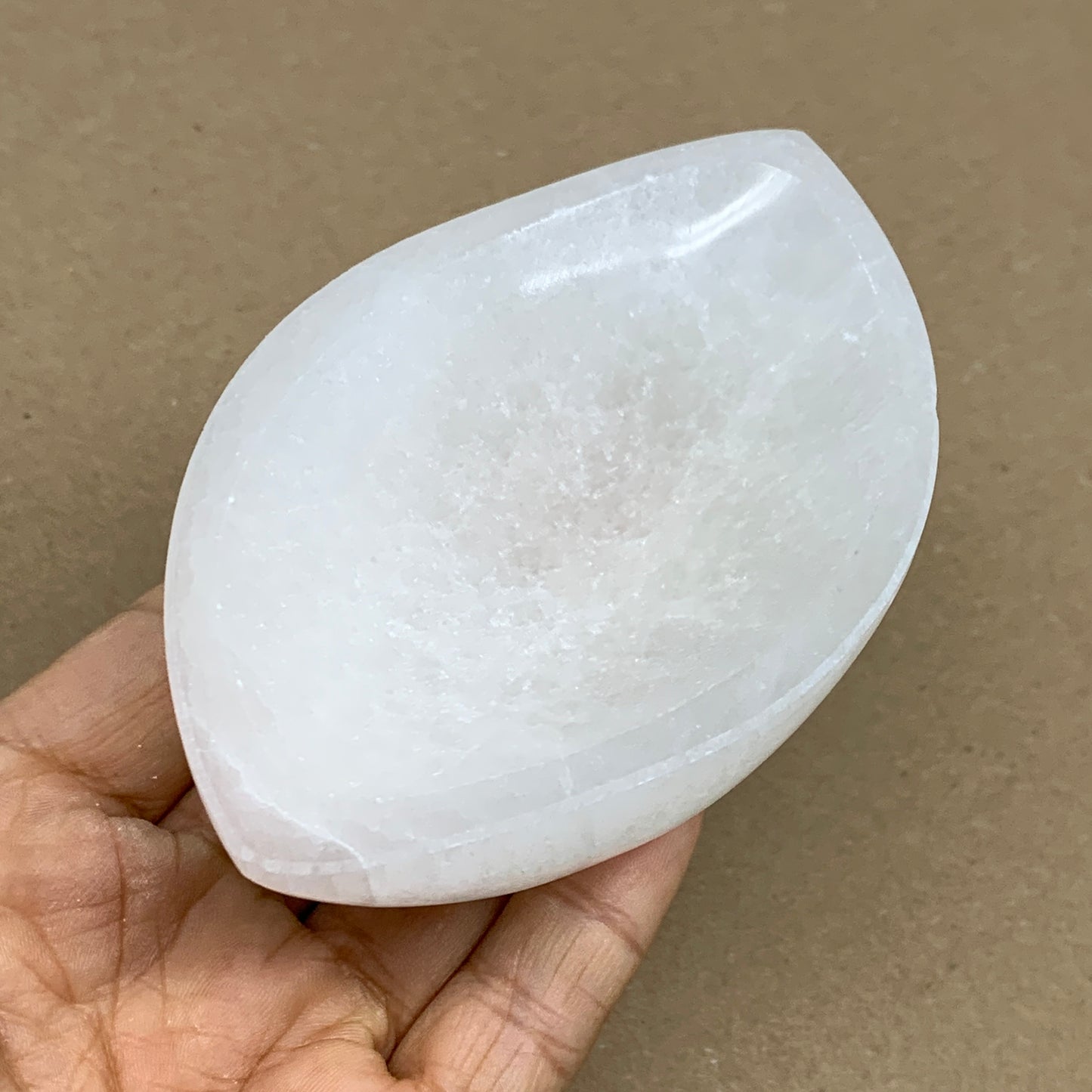 242g, 4.6"x2.7"x1.1", Natural Eye Shape Selenite Bowl Crystals, B36183