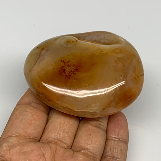 167.7g, 2.7"x2.2"x1.1", Red Carnelian Palm-Stone Gem Crystal Polished, B28409