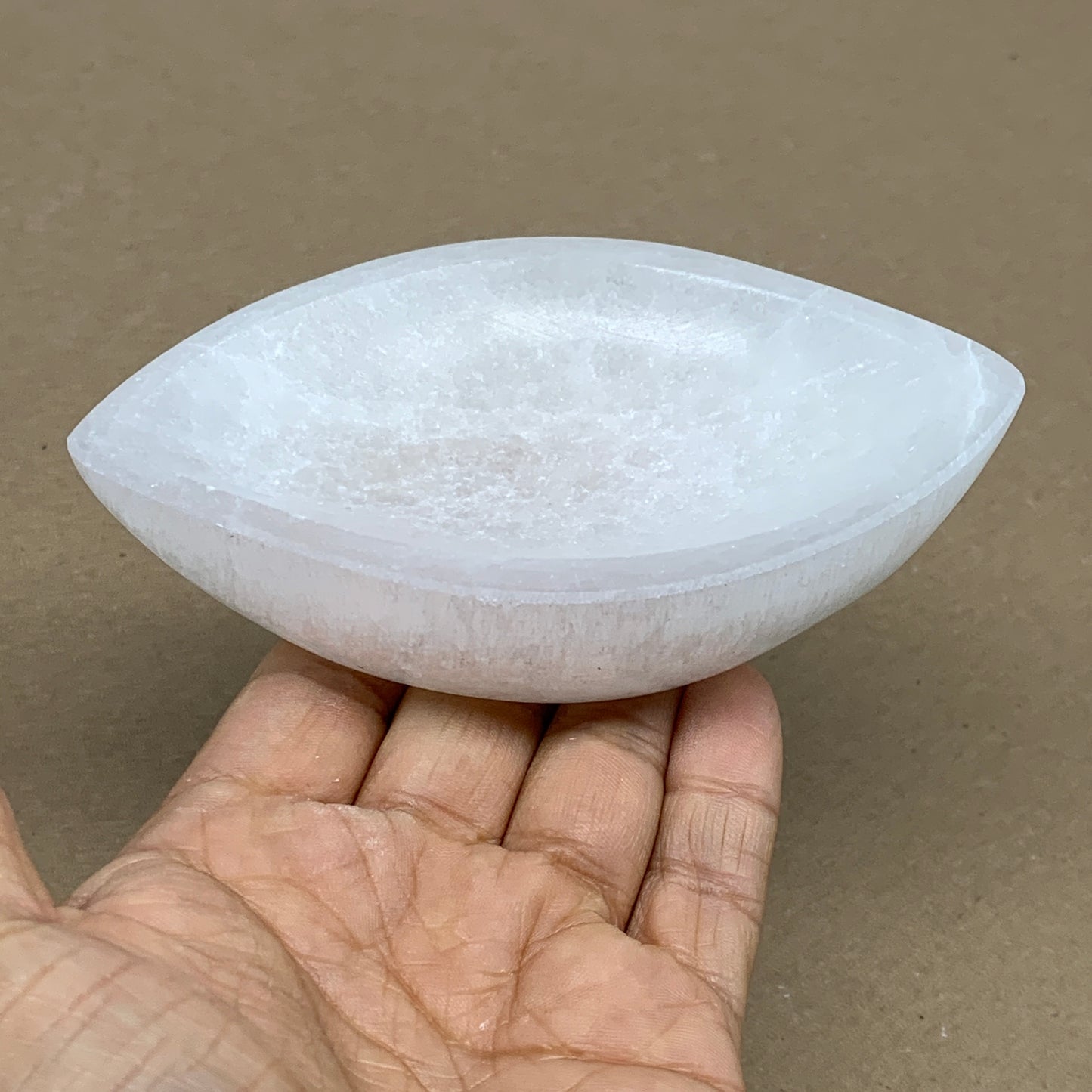242g, 4.6"x2.7"x1.1", Natural Eye Shape Selenite Bowl Crystals, B36183