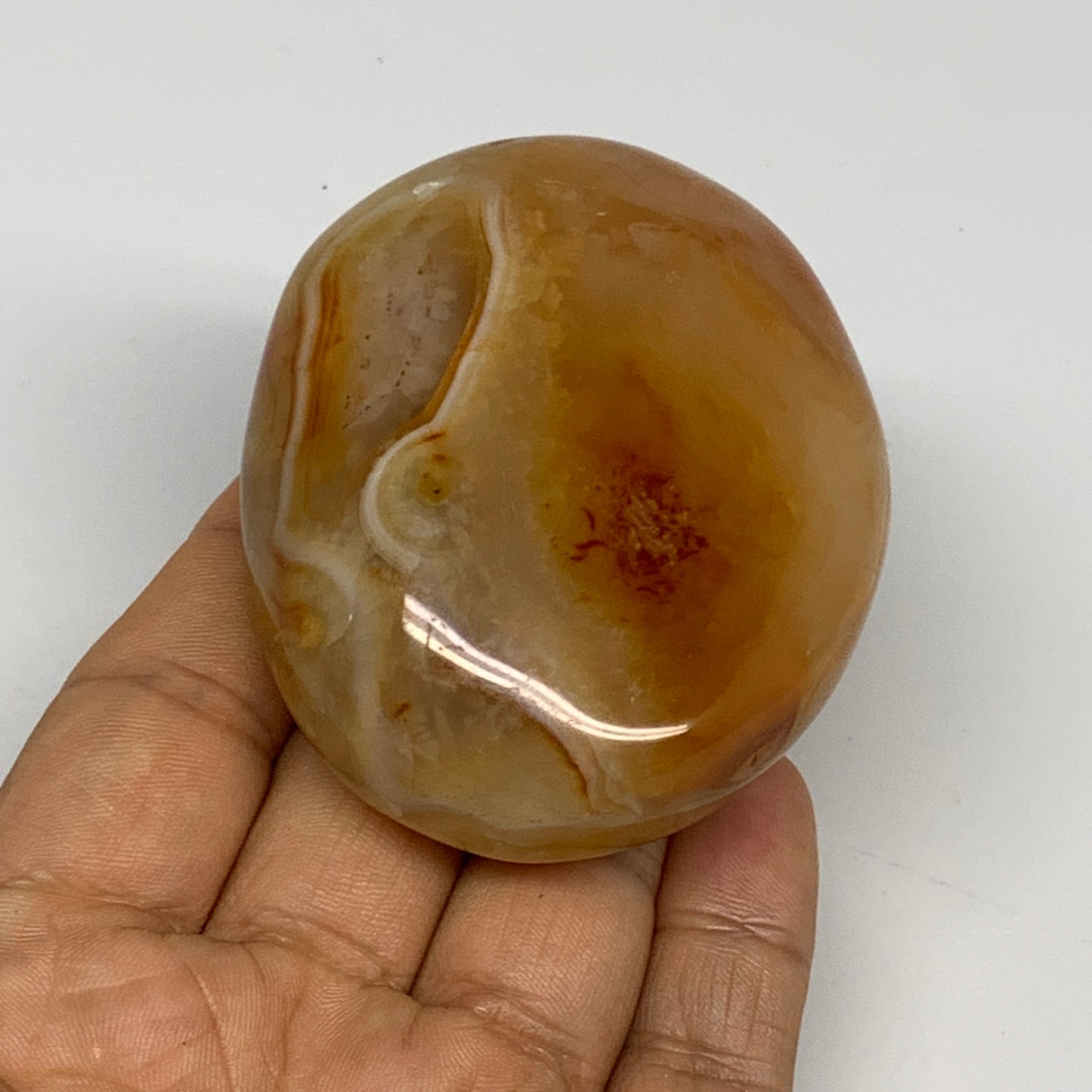 167.7g, 2.7"x2.2"x1.1", Red Carnelian Palm-Stone Gem Crystal Polished, B28409