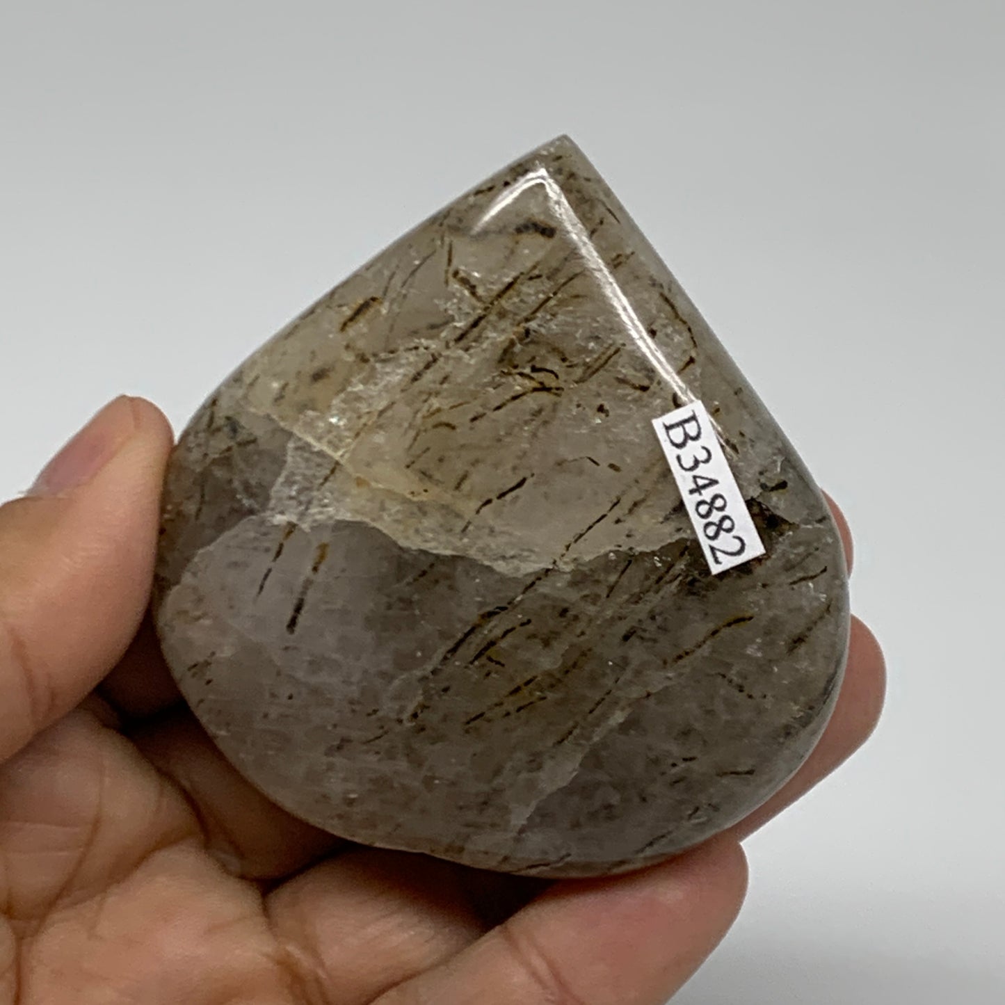 132.5g, 2.5"x2.4"x0.9", Natural Untreated Quartz Heart Crystal Polished, B34882