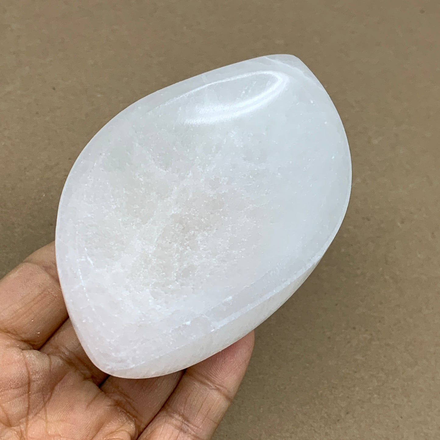 242g, 4.6"x2.7"x1.1", Natural Eye Shape Selenite Bowl Crystals, B36183